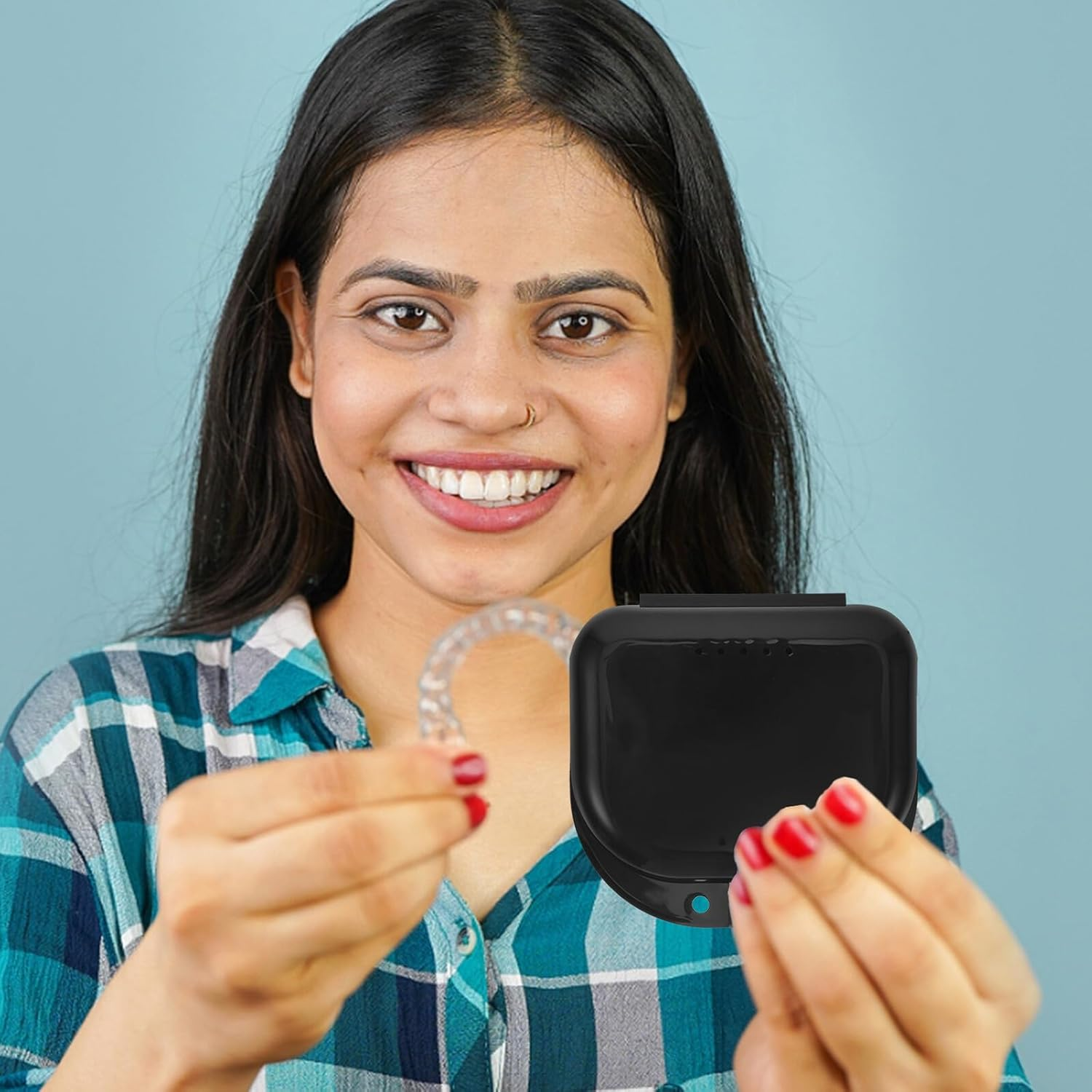 SEWACC Mouth Guard Box Plastic Retainer Case for Partial Denture Use Travel Denture Container Clean Brush for Outdoor Storage