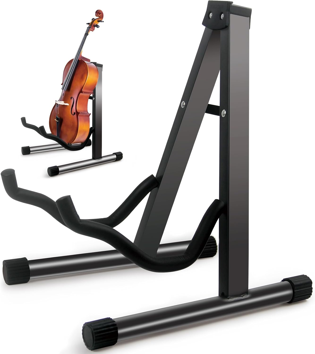 Geewin A-Frame Folding Cello Stand, 1/8-4/4 Cellos, Guitar Stand, Black, Plastic/Metal (Main Body), Rubber Feet image number 3