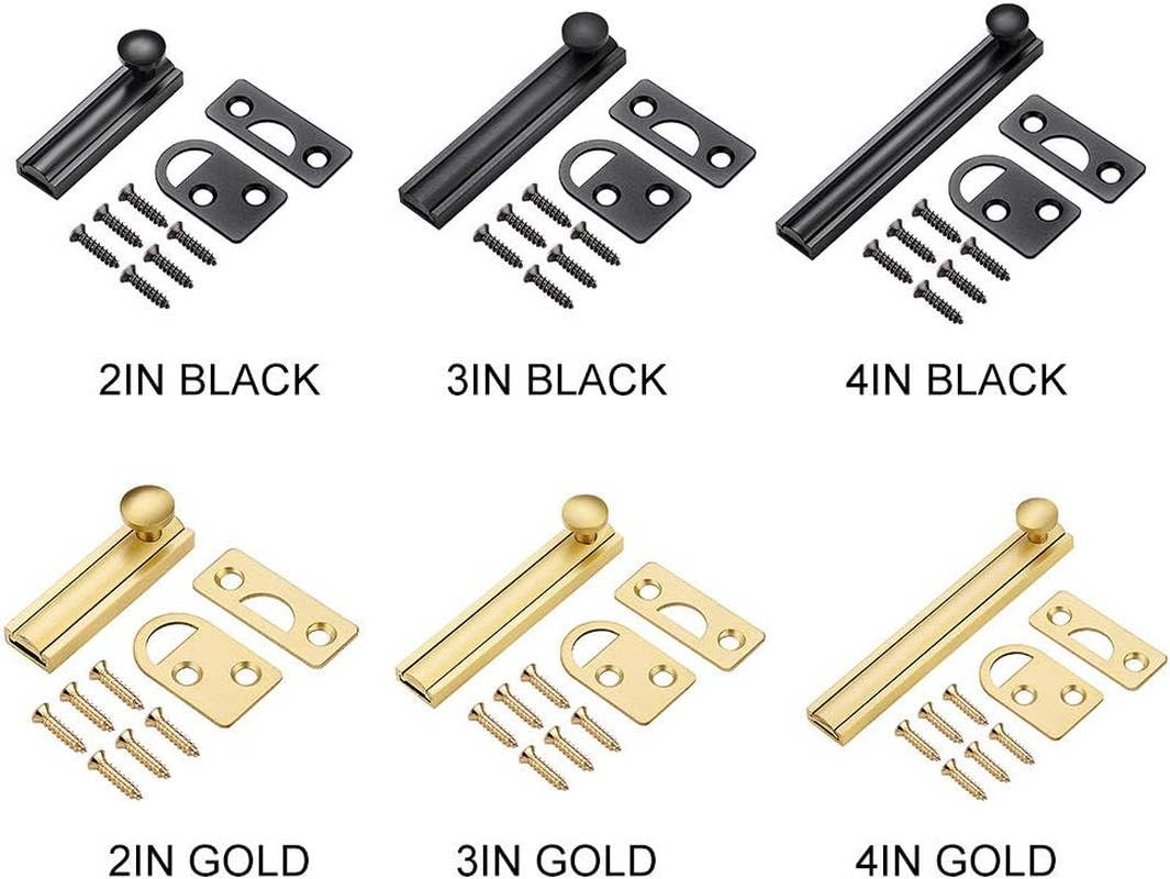 Solid Brass Surface Bolt,Anti Theft Security Windows Brass Door Latch Lock with Screws, Hardware Brass Slide Bolt Latch with Mounting Hardware,Brushed Gold Barrel Bolt Lock