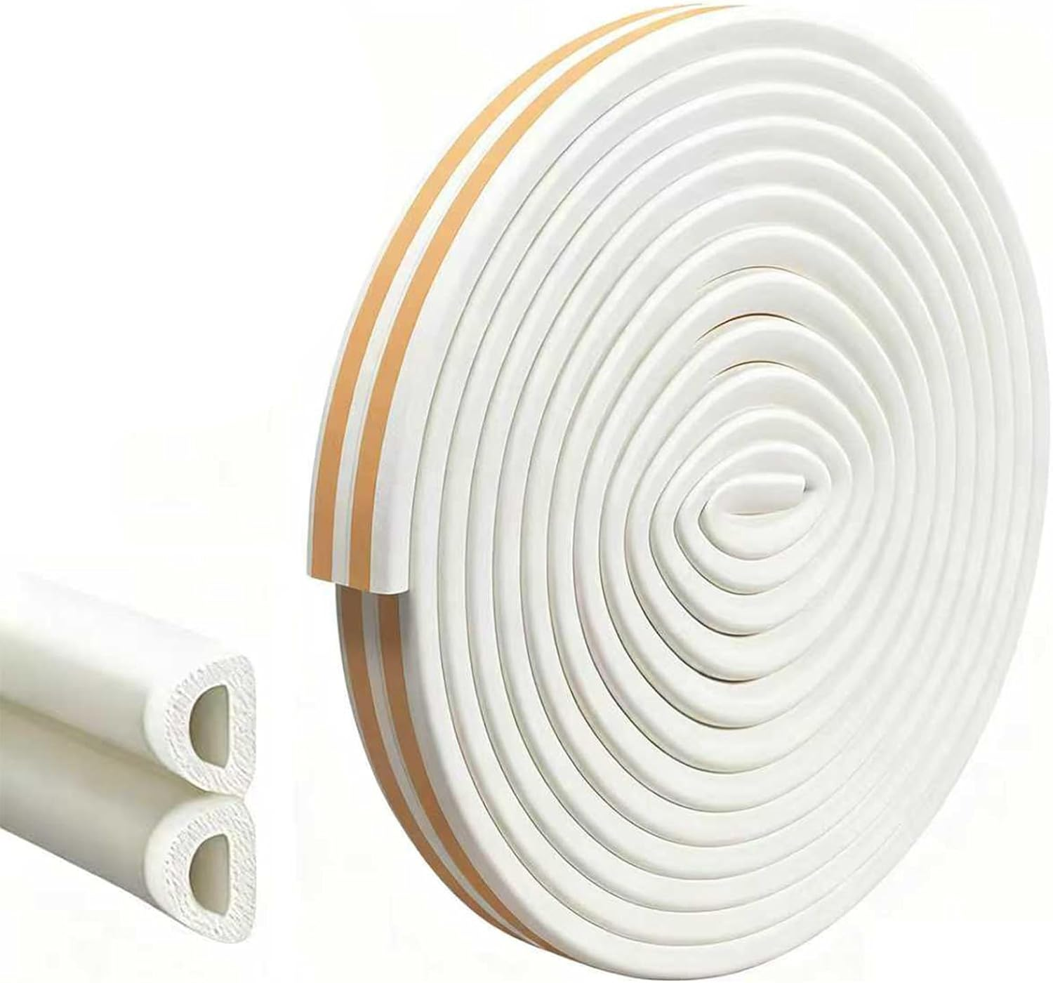 20Ft Weather Stripping Tape, Door Seal Strip & Window Seal Self-Adhesive Rubber Foam Draught Excluder for Weatherproof Sealing, Sound Insulation & Anti-Collision (White)