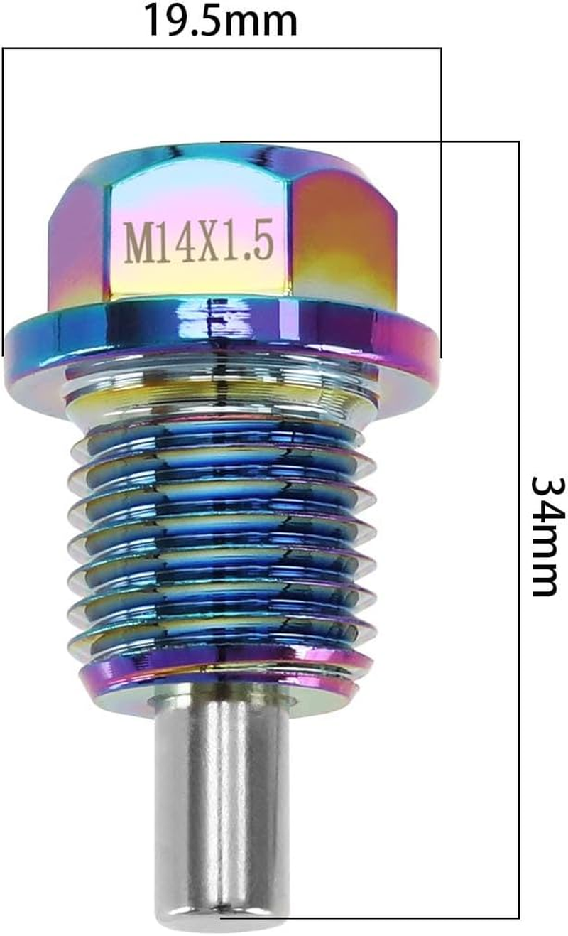 Ecsing 2PCS M14 X 1.5 Oil Drain Plug Multicolored Aluminum Magnetic Oil Drain Plug Sump Drain Nut Bolt with Screw Gasket Compatible with Toyota image number 1