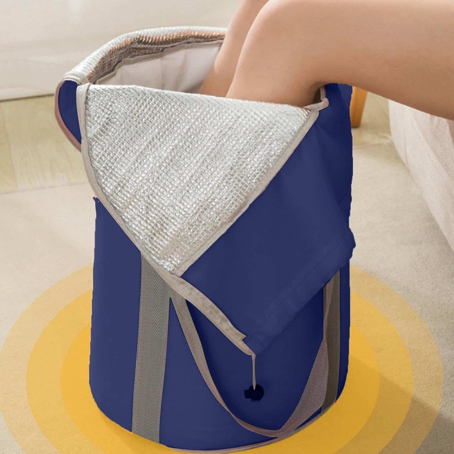 Apujent Portable Foot Bath,Foldable Foot Wash Bag Foot Bath Basin with Knee Cover - Pedicure Foot Spa Tub Bag, Portable Foot Bucket for Travel, Outdoor, Laundry Use image number 4