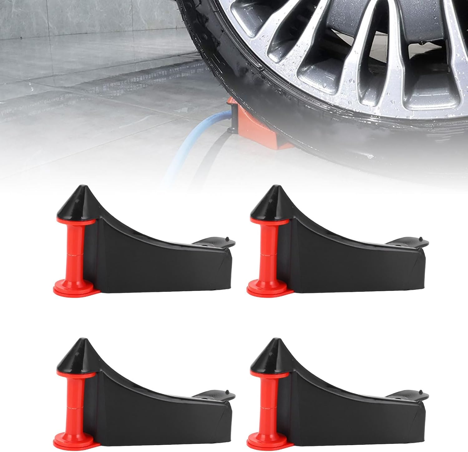 Generic 4 Pcs Car Hose Guides, Plastic Hose Guides for Car Wash, Tire Roller Preventing Stucking and Snagging under Tires for Motorcycle Truck Wheel Rolling System Tool (Black) - Black image number 6