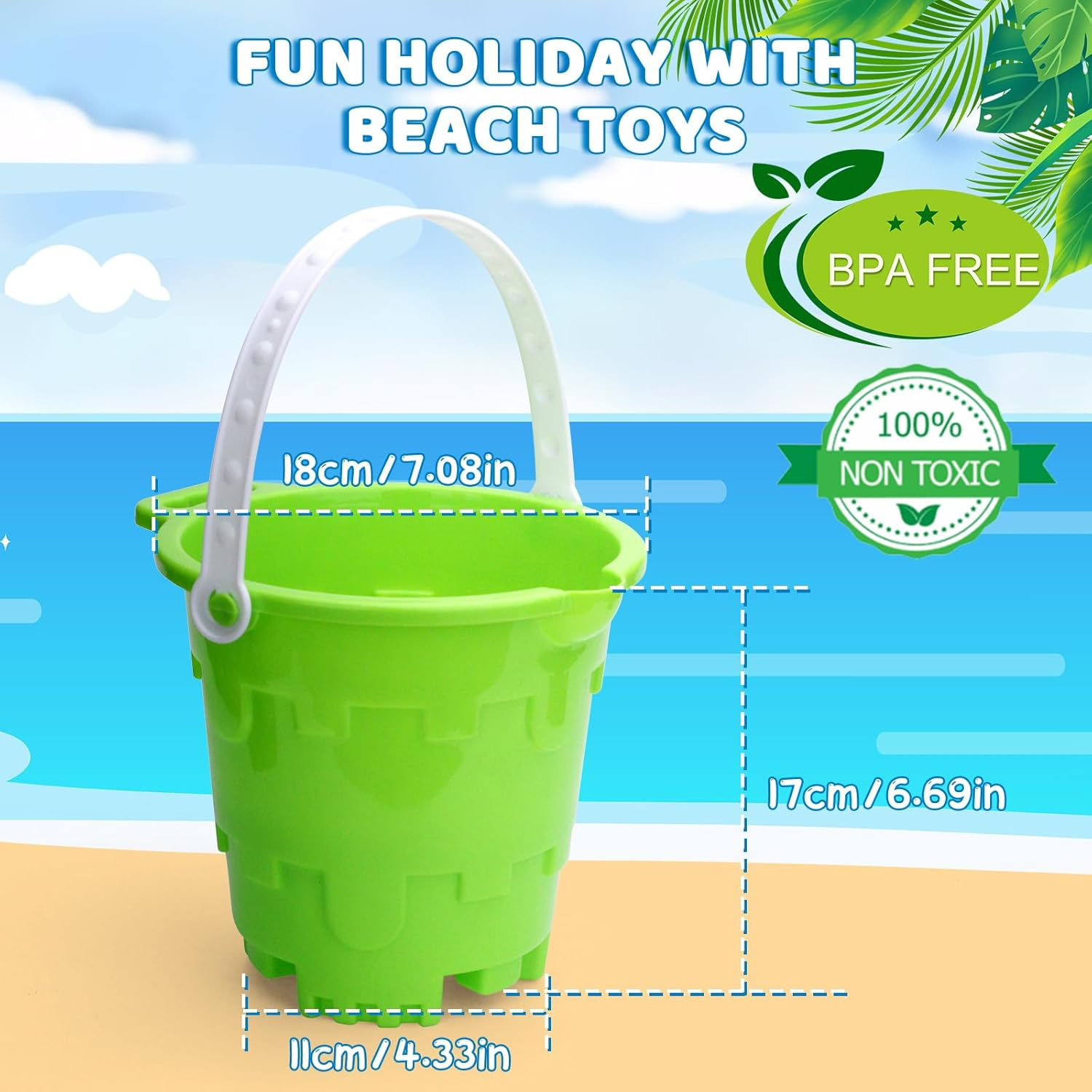 Beach Sand Castle Buckets Toy Set for Kids Adults, Castle Model Bucket Sand Pail Water Bucket for Beach Fun Summer Party Garden Tool Kits Camping Sandbox Accessory (3PCS) image number 5