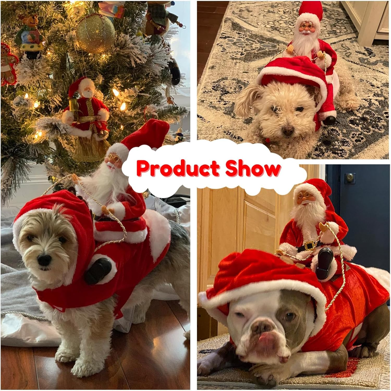 Santa Dog Costume Christmas Pet Clothes Santa Claus Riding Pet Cosplay Costumes Party Dressing up Dogs Cats Outfit for Small Medium Large Dogs Cats (M(Neck:11.8-15" Chest:18.1-22.4")) image number 3