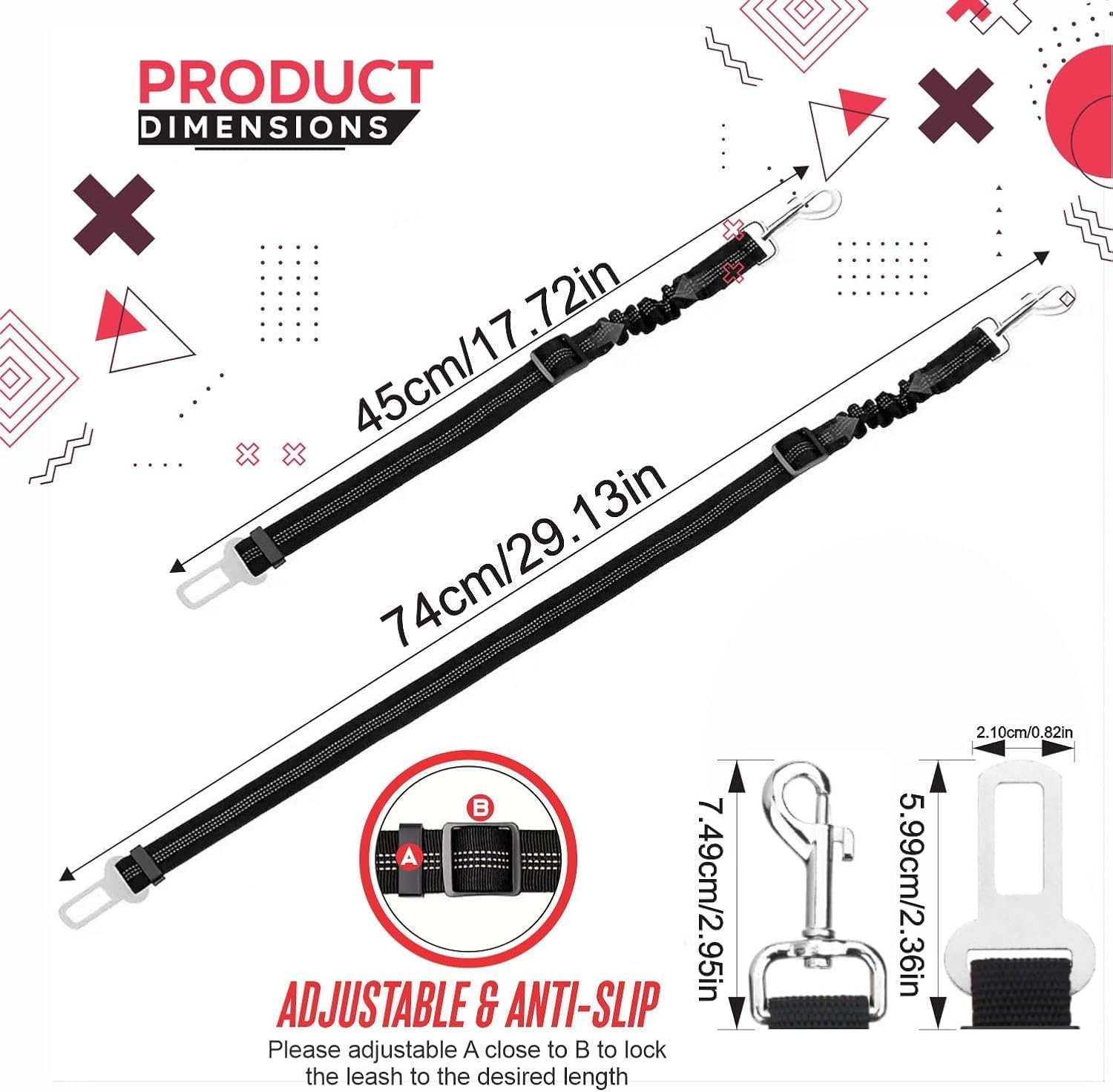 Dog Seat Belt,Adjustable Doggy Seat Belt with Elastic Bungee Buffer and Buckle Pet Vehicle Seatbelt Safety Lead Strong Dog Car Harness Puppy Travelling Leash Lead Travel Accessories (Black) image number 4