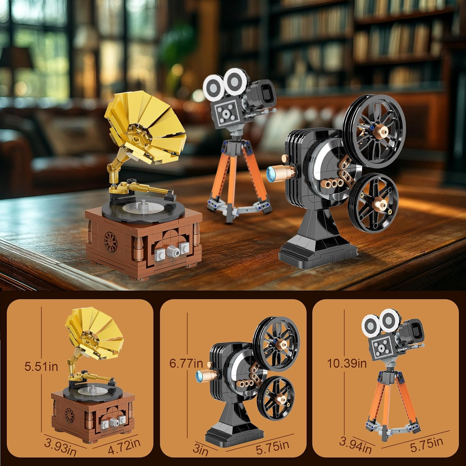 Brihappen Retro Gramophone Camera Projectors Building Blocks - Style 1 image number 4