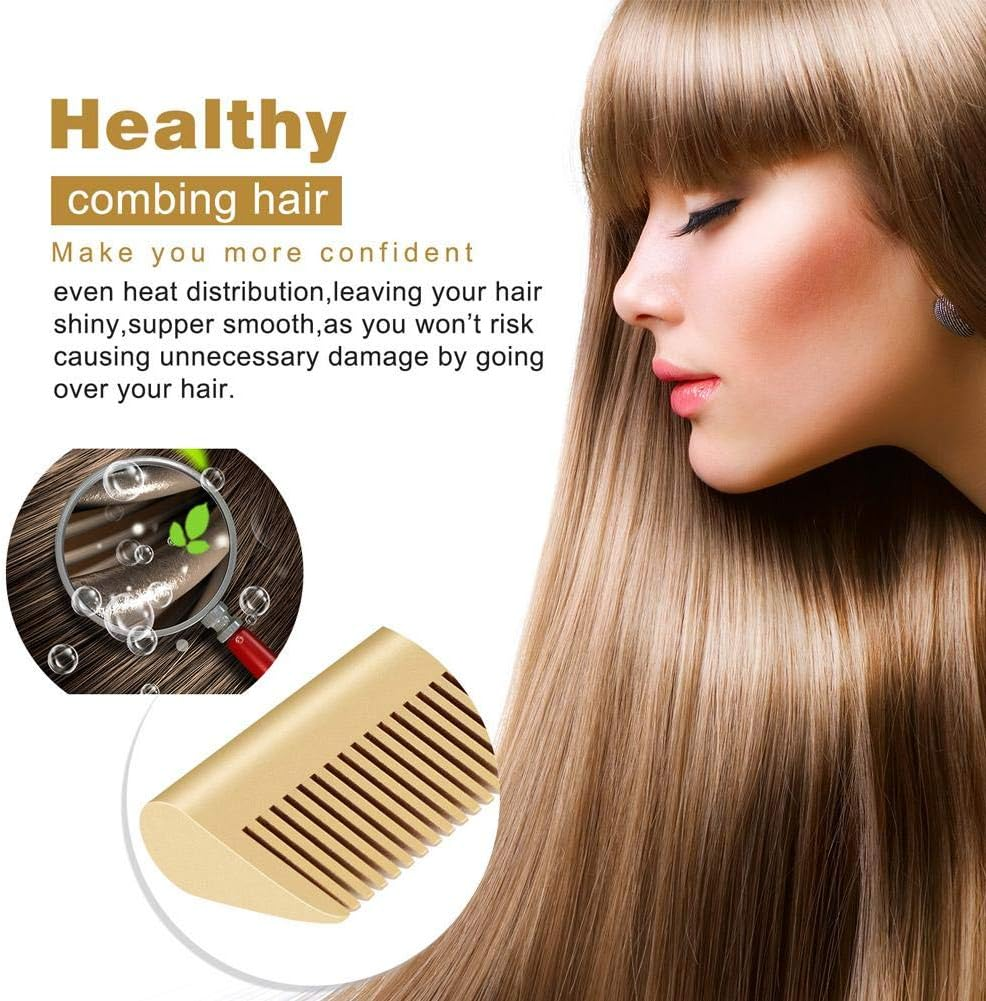 Goblinaduo Ceramic Electric Hot Hair Comb Straightener Wet Dry Use Beard Curved Straightening Heating Iron image number 1