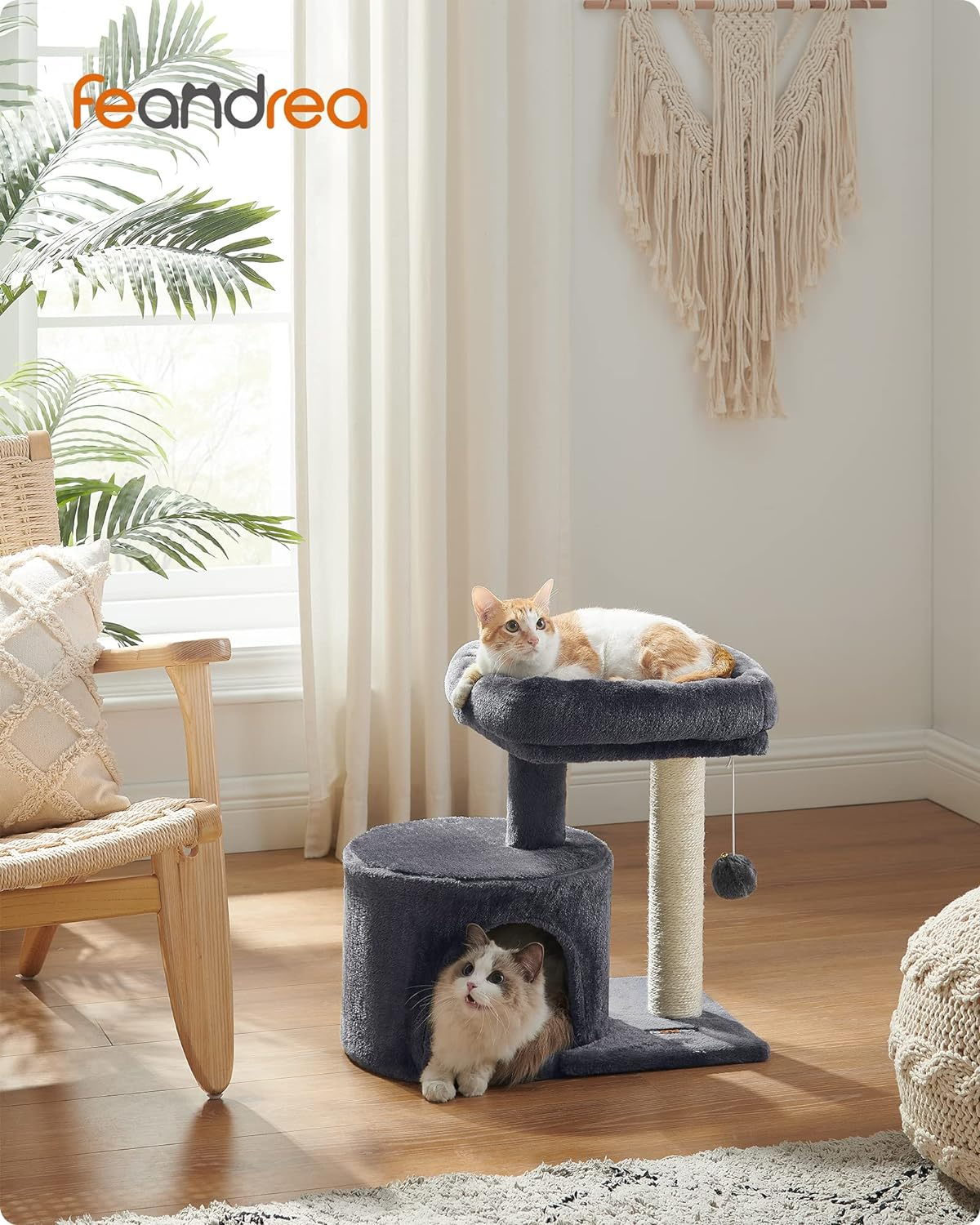 Feandrea Cat Tree Tower with Sisal Scratching Post, Cat Condo with Padded Perch, for Small Spaces, Kittens, Smoky Gray UPCT50G - Grey image number 2