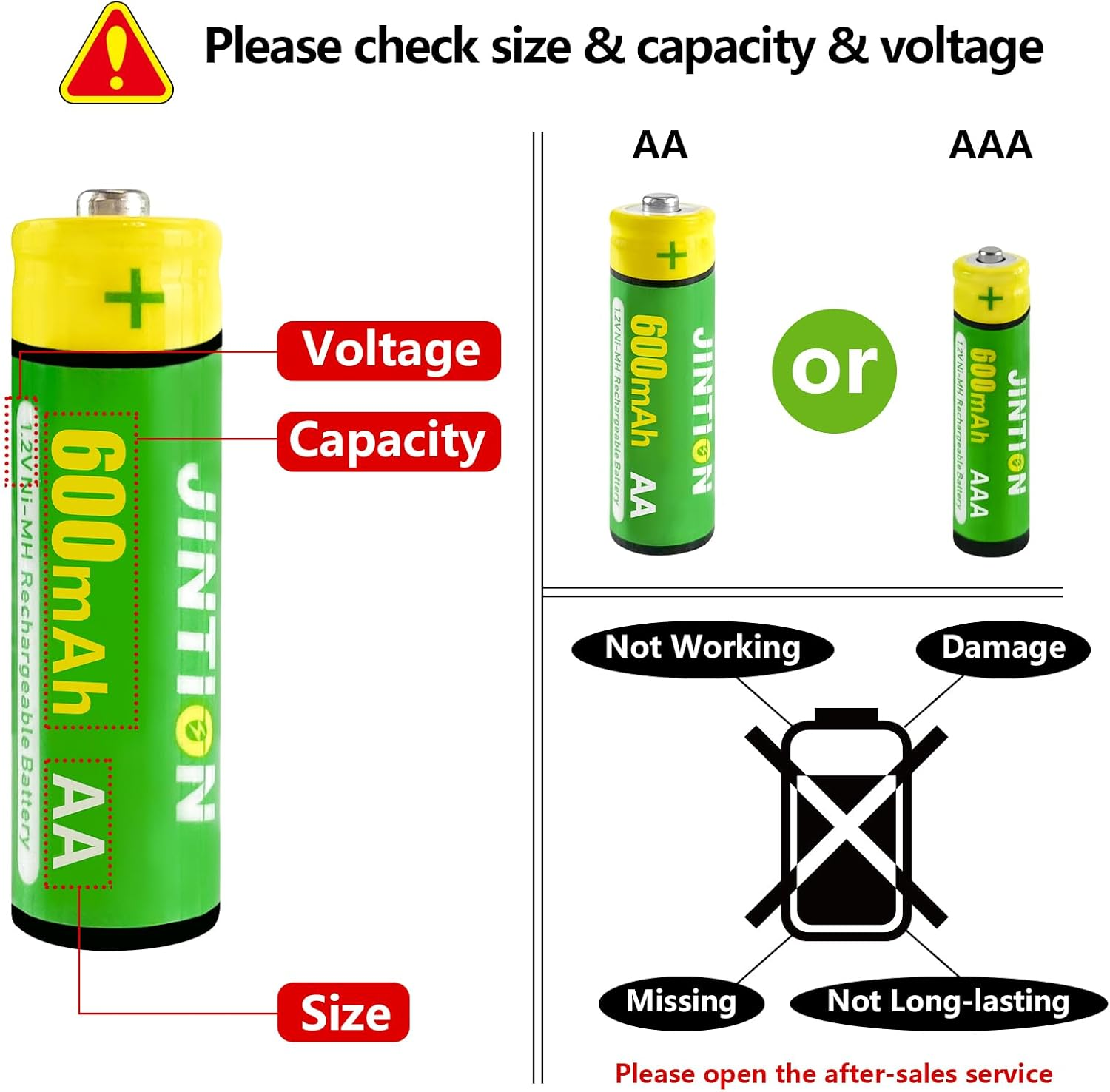 Rechargeable AA Batteries Double a Nimh 600Mah 1.2V Solar Battery Replace for Garden Lights String Light Lanterns Toys Replacement(4 Pack) image number 4