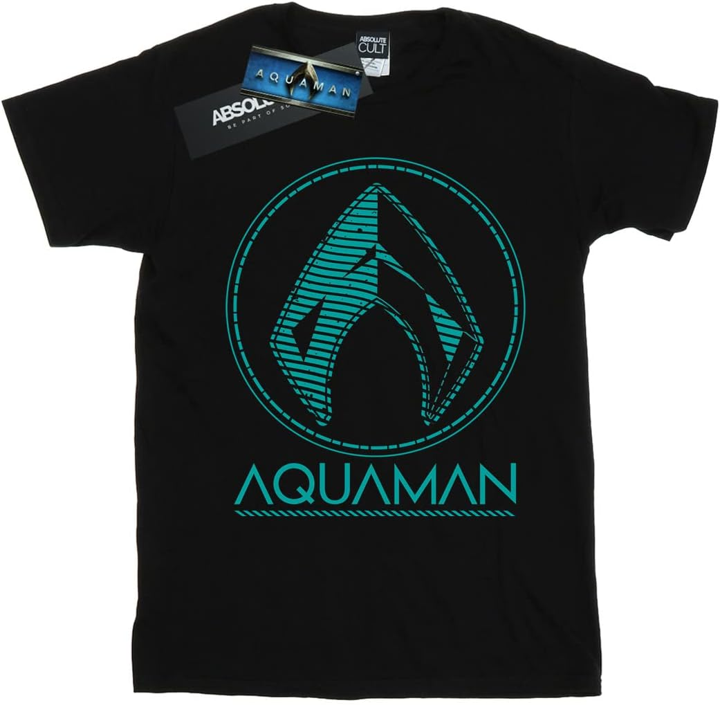 DC Comics Boys Aquaman Aqua Logo T-Shirt Black 5-6 Years image number 1
