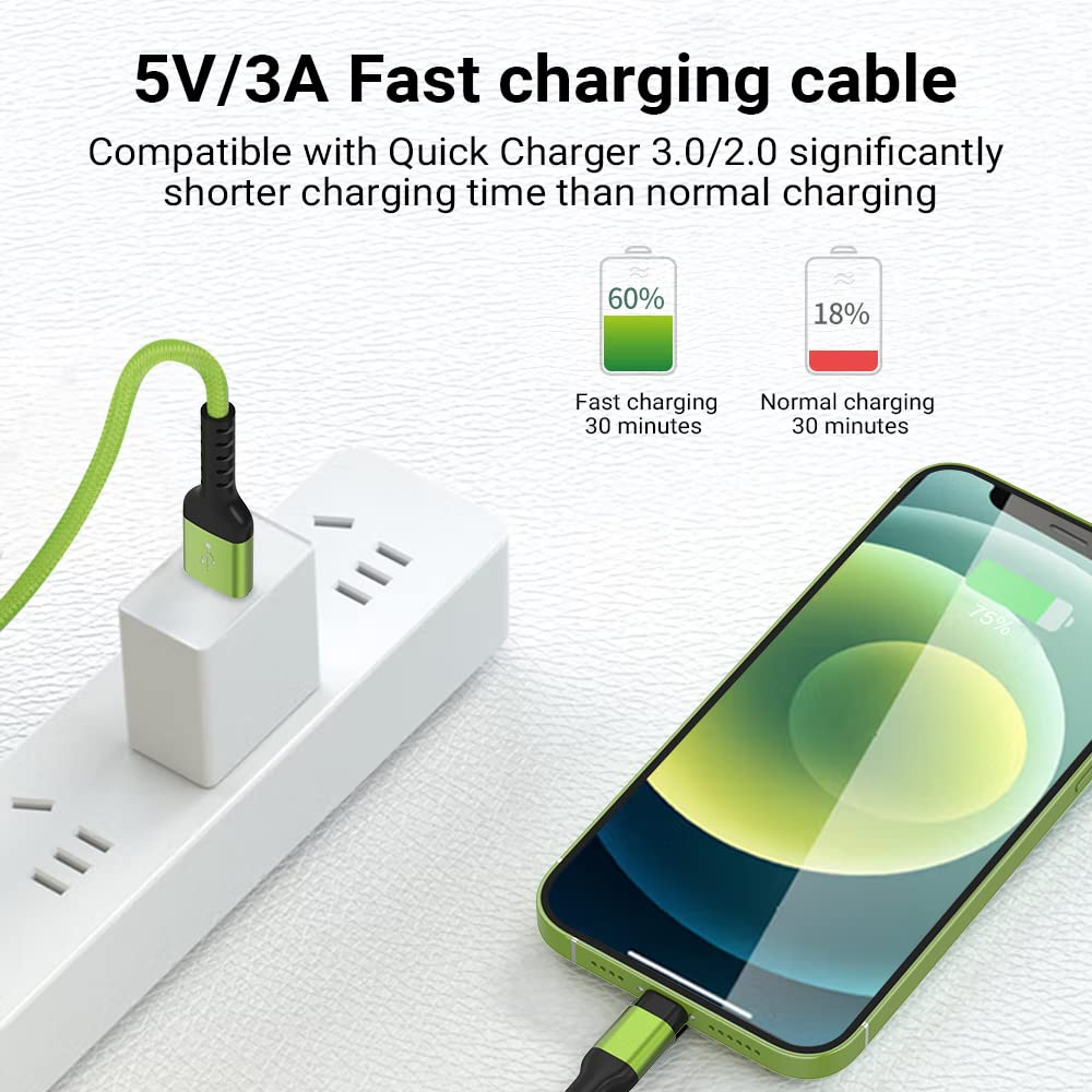 Boreguse 15W USB to Lightning Cable USB Iphone Cable, [3Pack 1M/1M/2M] Iphone Charge Cable, Nylon Braided Lightning Cable, [Mfi Certified] Iphone Cable Compatible for Iphone/Ipad/Ipod image number 3