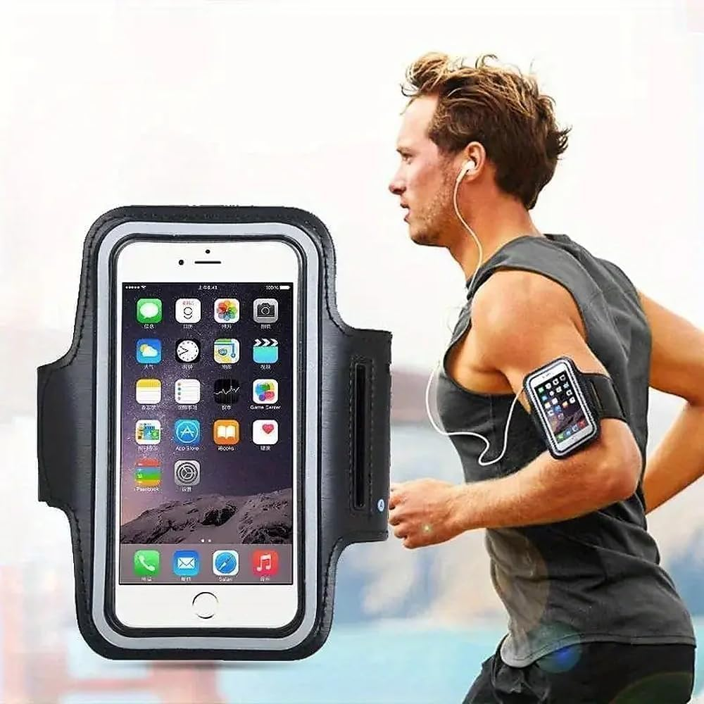 Running Armband with Earbuds Bag, Adjustable Sports Phone Holder for Iphone 17/16/15/14/13/12 Pro Max & Galaxy S24+, Sweatproof Fitness Case with Card Slot image number 2