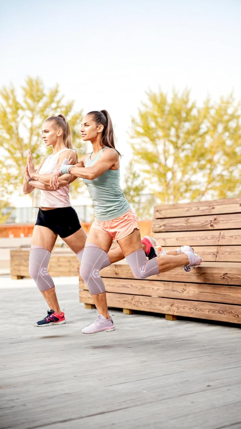 Honwor Compression Knee Support Brace 2-Pack for Women - Pain Relief, Arthritis, Meniscus Tear, Injury Recovery - Ideal for Fitness, Running, Sports, Gym, and Hiking image number 3