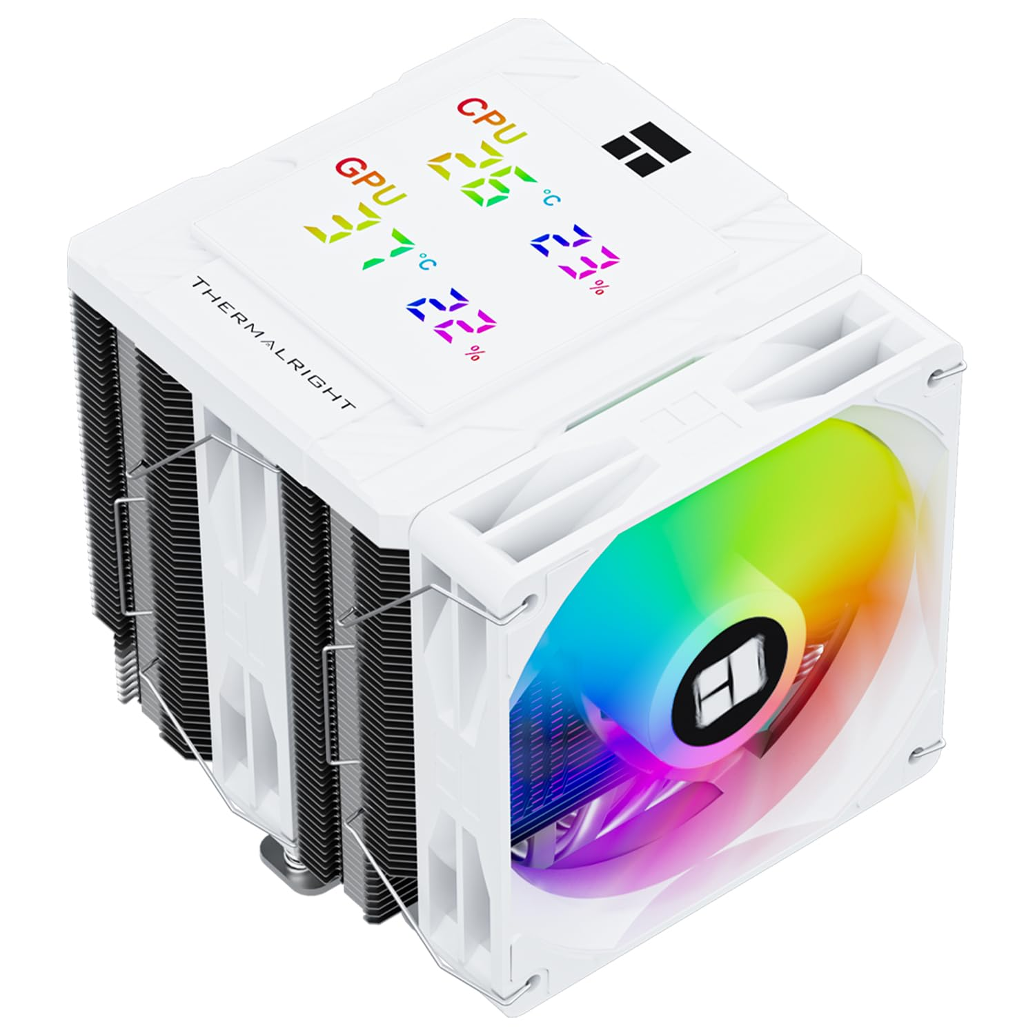 Thermalright Peerless Assassin 120 Digital ARGB White CPU Cooler, Double 120Mm PWM Fans with 1850RPM Speed, Support Intel Lga1700/1851/115X,Amd:Am4/Am5,Computer CPU Cooling,Digital Screen Top Cover image number 2