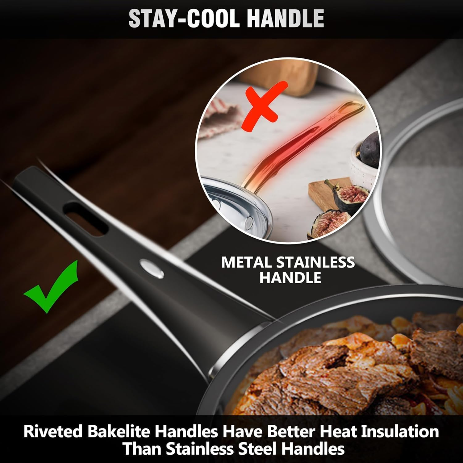 ASKSCICI Stainless Steel Cookware Set, 14-Piece Pots and Pans Set, Kitchen Cookware Set with Stay-Cool Handle, Non-Toxic, Dishwasher Safe & Compatible with All Stovetops (Gas, Electric & Induction) image number 3