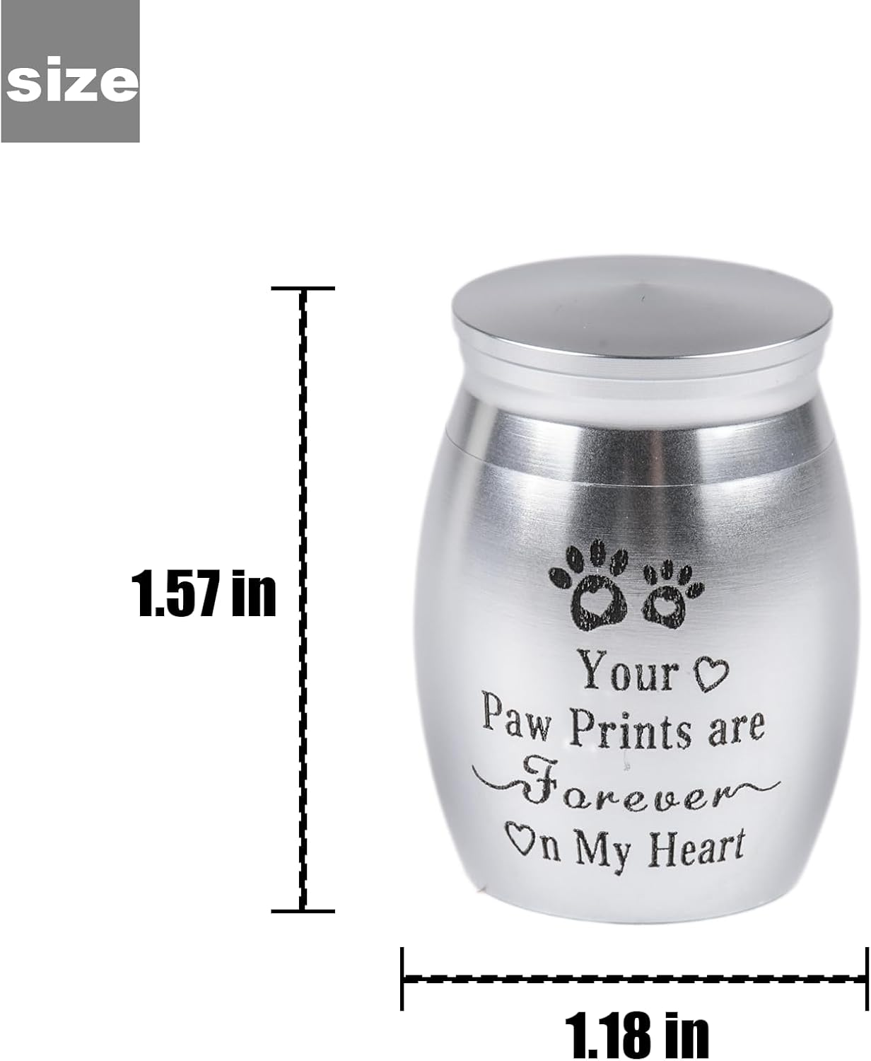 SIGONE Aluminum Small Dog Urn, Silver, Footprint Pattern, Used for Dog or Cat Ashes, Mini Ashes Souvenir, Lost Pet Memorial Condolences, Pet Cremation Urn