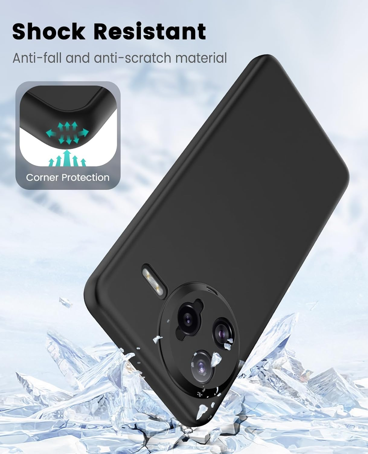 Sineordo Mobile Phone Case for Xiaomi Poco F7 Ultra 5G Case, Protective Case Xiaomi Poco F7 Ultra 5G Ultra Thin Cases Silicone TPU Drop-Proof Soft Case Matte - Black image number 3