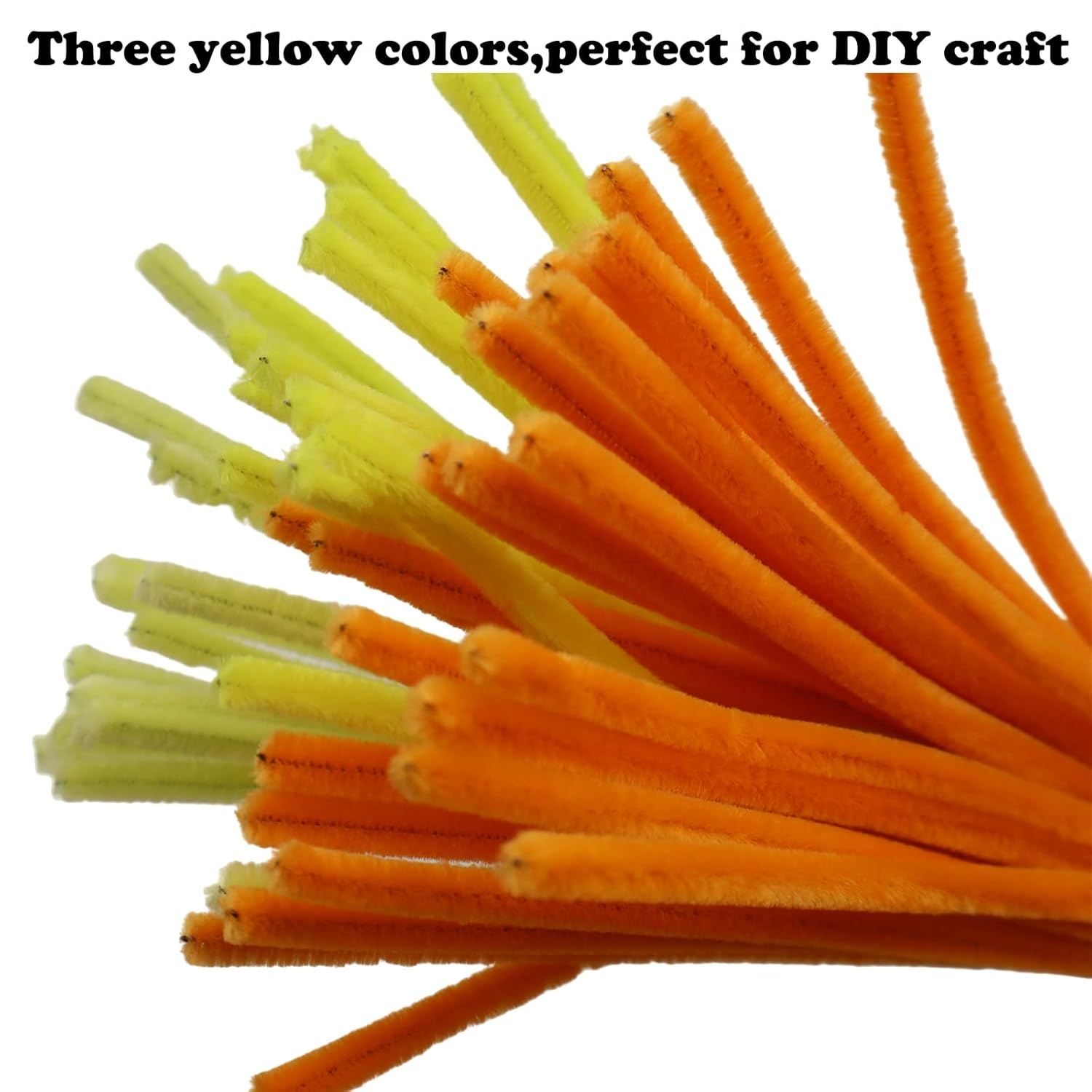 300 Pieces Shades of Yellow Pipe Cleaner Craft Set 3 Assorted Colors,Thick Fuzzy Chenille Stem Pipe Cleaners for DIY Craft Flower Projects Holiday Decorations - Blue Series image number 4
