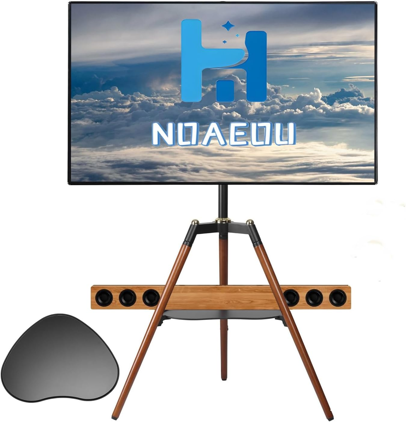 NOAEOU Fit 32-65 Inches Screen Floor TV Stand, Height Adjustable Studio Tripod Easel TV Display Stand for Bedroom, Living Room (White)