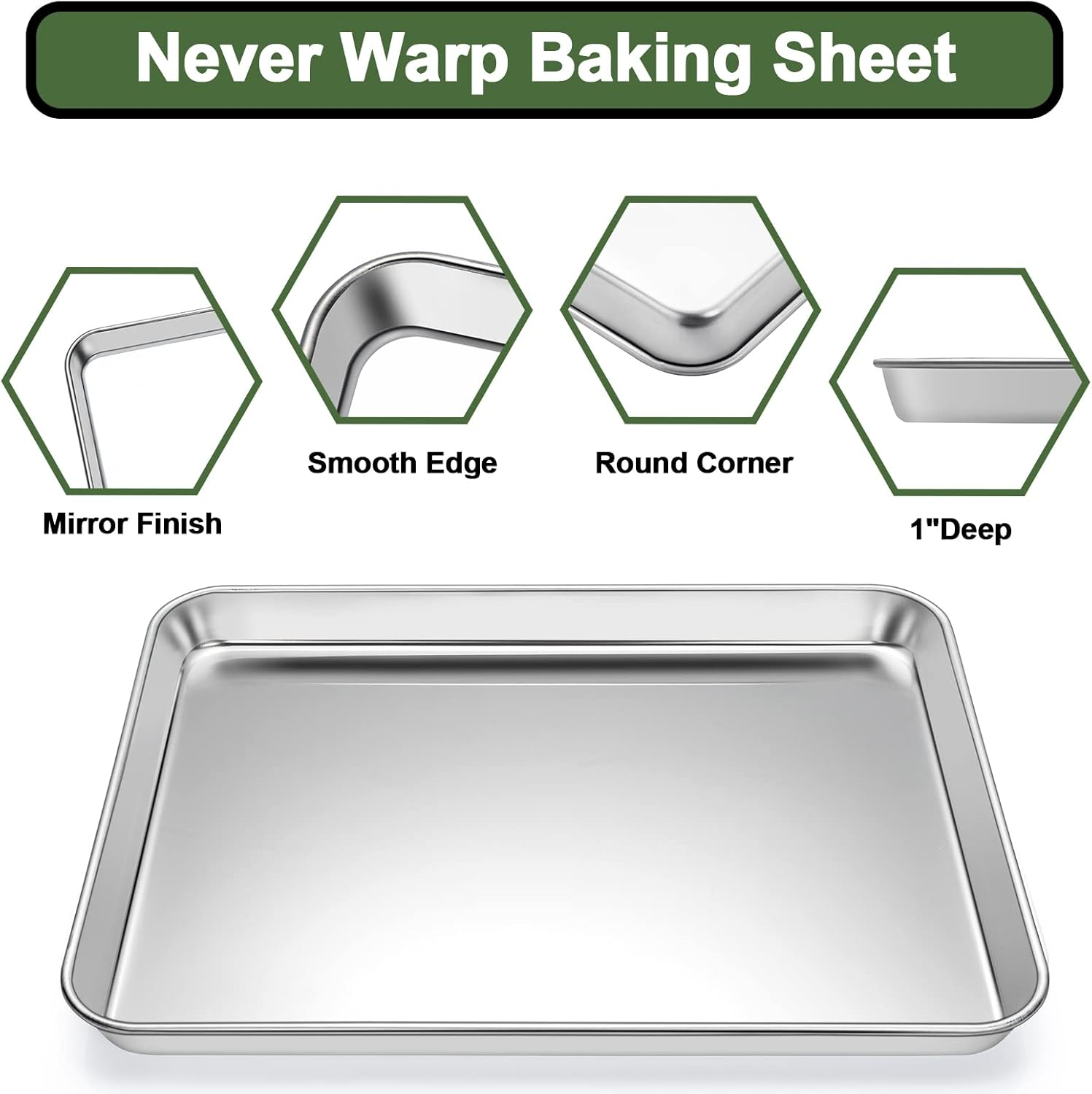 EWFEN Baking Set: Stainless Steel Cookie Pan & Cooling Rack with Silicone Mat, 3 Sheets + 3 Racks Mats, Warp Resistant & Heavy Duty, Easy Clean - Gray image number 4