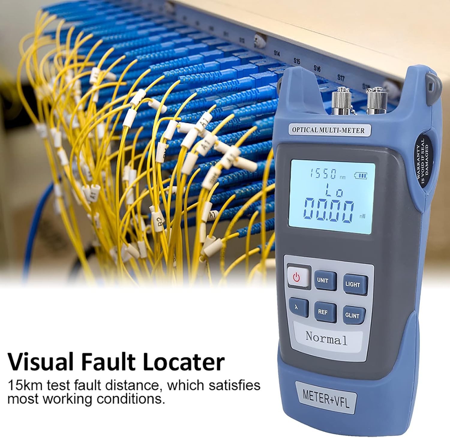 ASHATA Fiber Optical Power Meter, 15KM Visual Fault Locator, Fiber Optic Cable Tester, Universal Interface, Engineering Plastic Handle