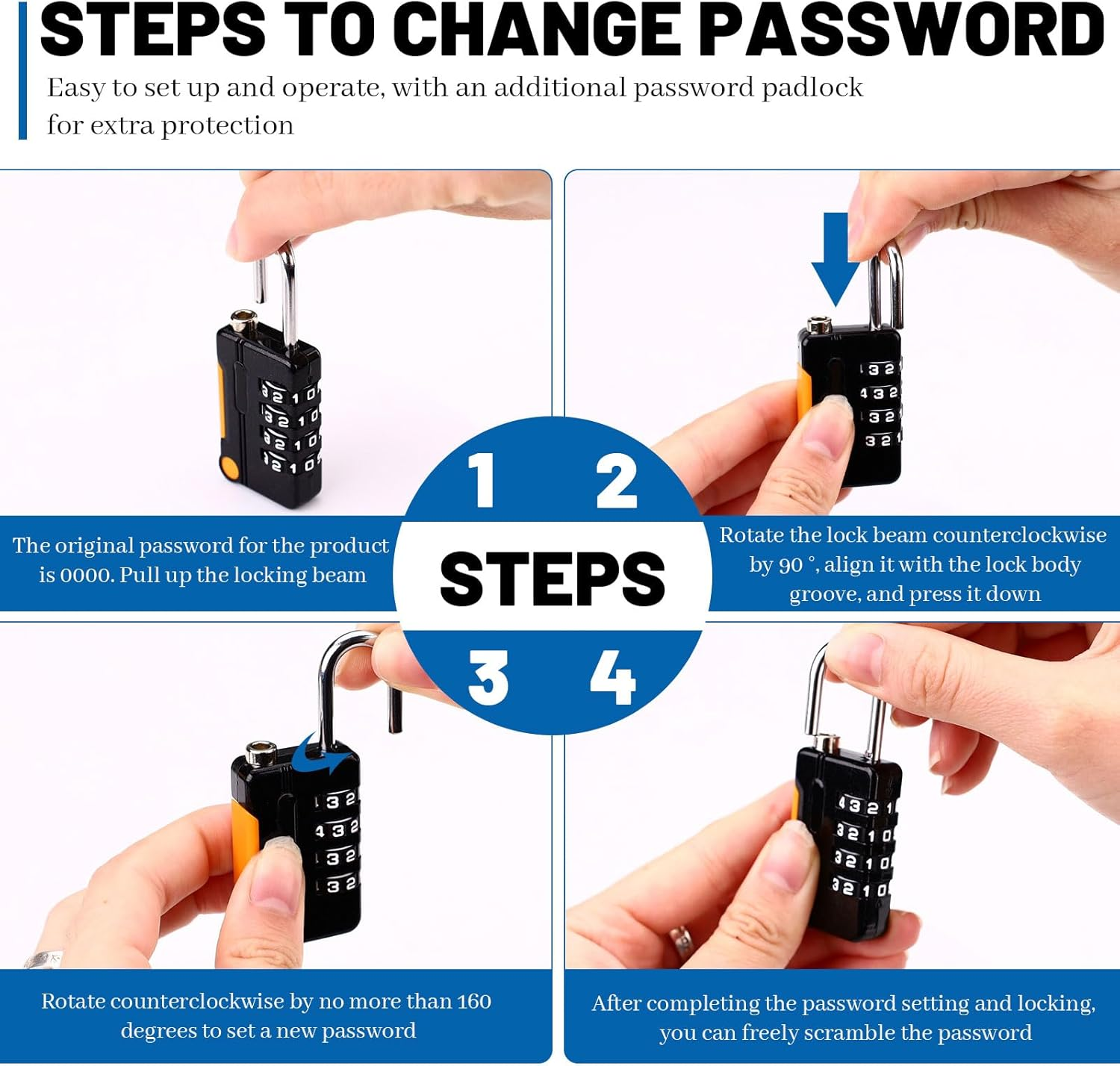 2 Sets Security Steel Cable with 4 Digit Combination Lock, Wire Rope Lanyard Cable with Lock, Cable Luggage Lock, Steel Cable Lock for Outdoor Travel Luggage (Black) image number 2