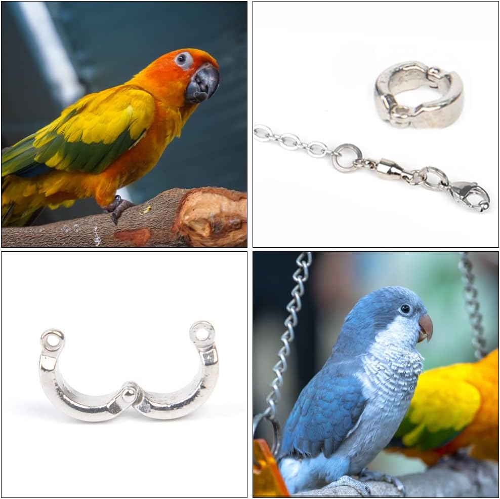 XUSUD Bird Foot Rings Stainless Steel Split Bird Rope Rings Anti-Bite Bird Training Chains for Parrot or Starling Bird Pets image number 6