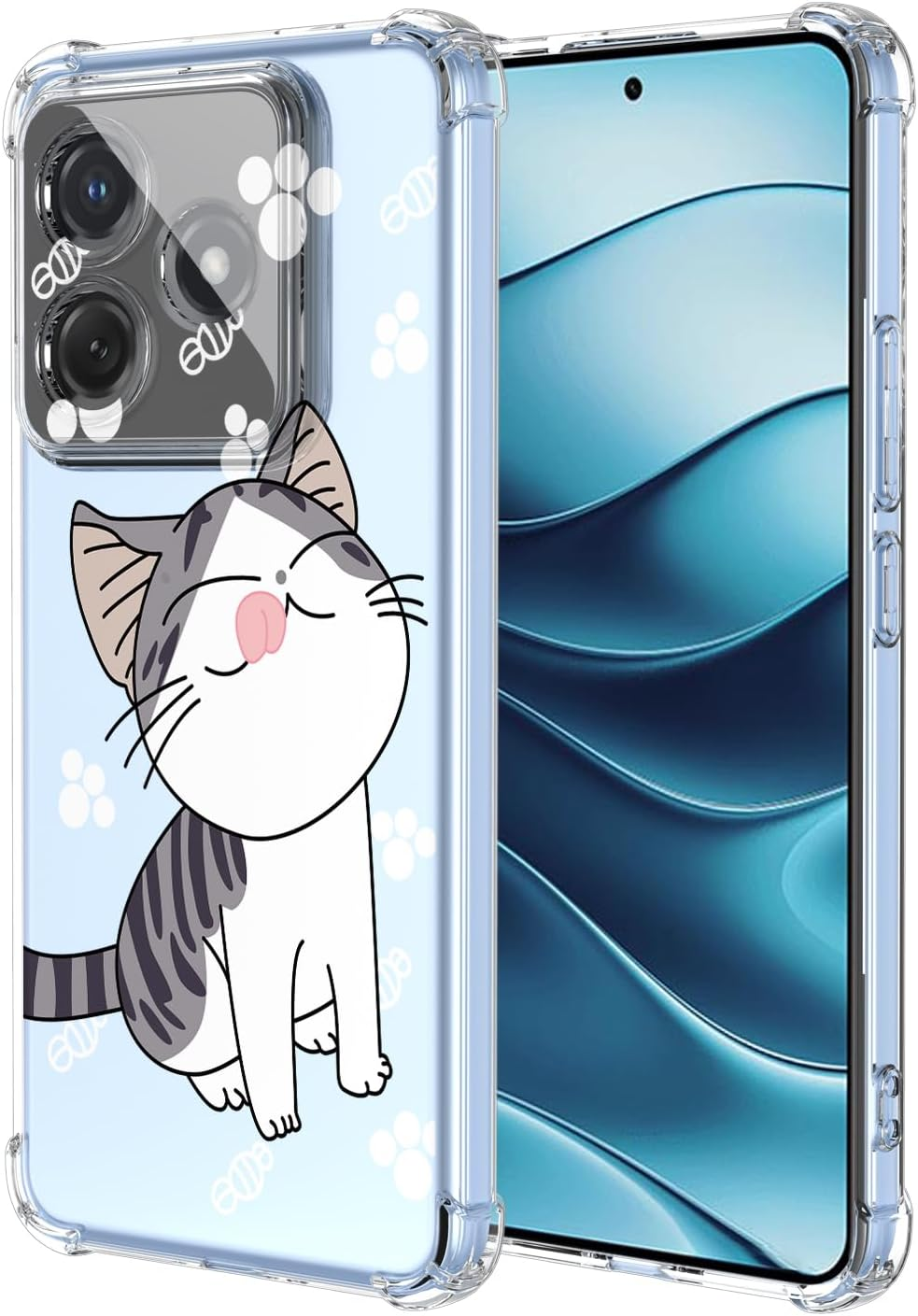XINYEXIN Clear Case for Xiaomi Redmi Note 14 Pro plus 5G 14 Pro+ 5G Cute Cat Pattern Design Slim Shockproof Transparent Soft TPU Bumper Case Protective Cover - Kitten