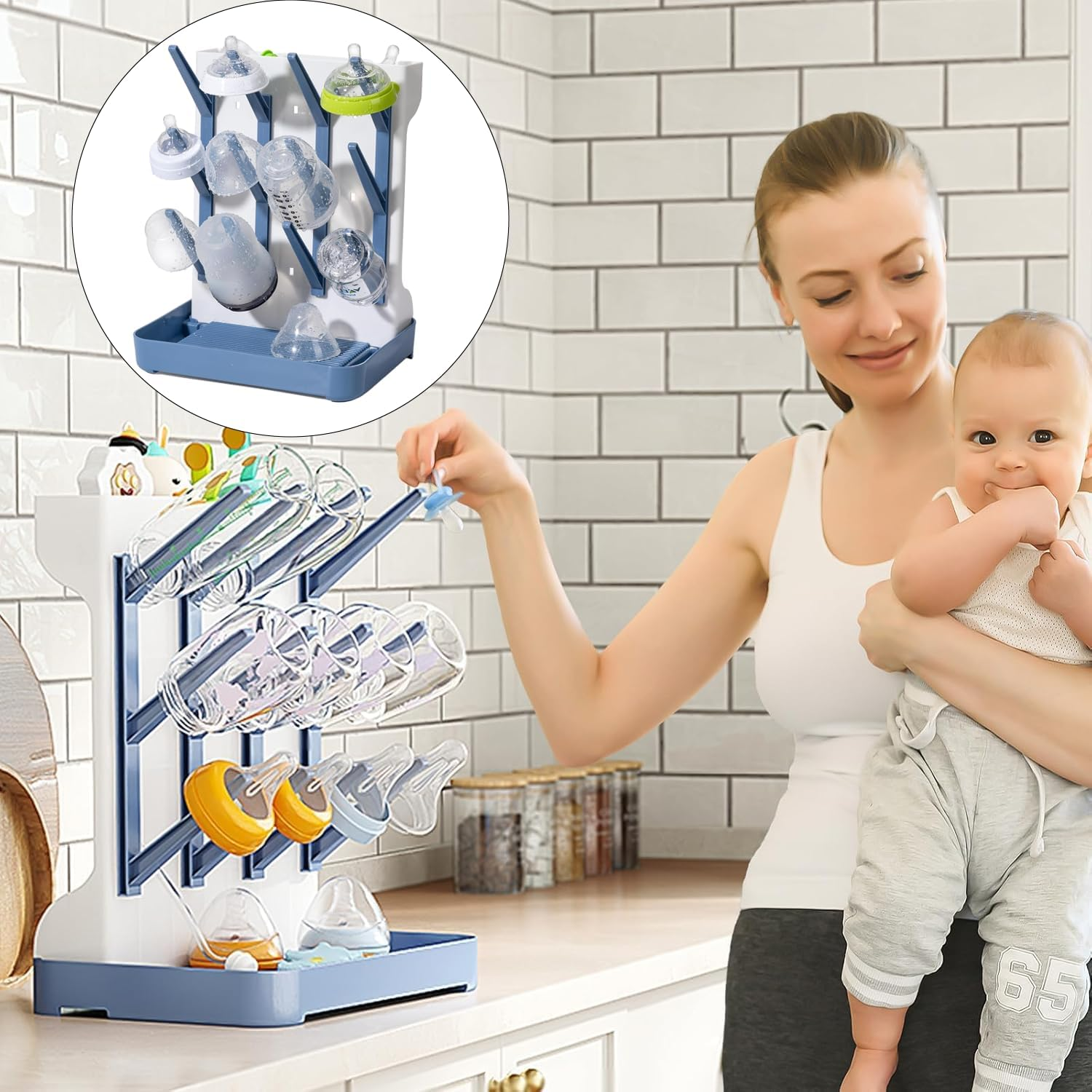 Bottle Drying Rack,Space Saving Vertical Bottle Drying Rack,Accessories Storage Stand for Organizing Brushes and Pacifiers on Countertop image number 2