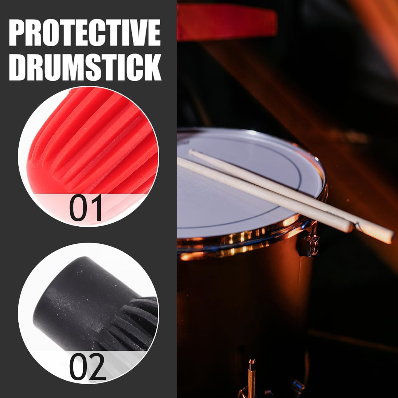 Drum Mute Set - Silicone Drum Dampeners for Quiet Practice - Assorted Colors - Easy to Install Drumstick Protectors for Home and Performance