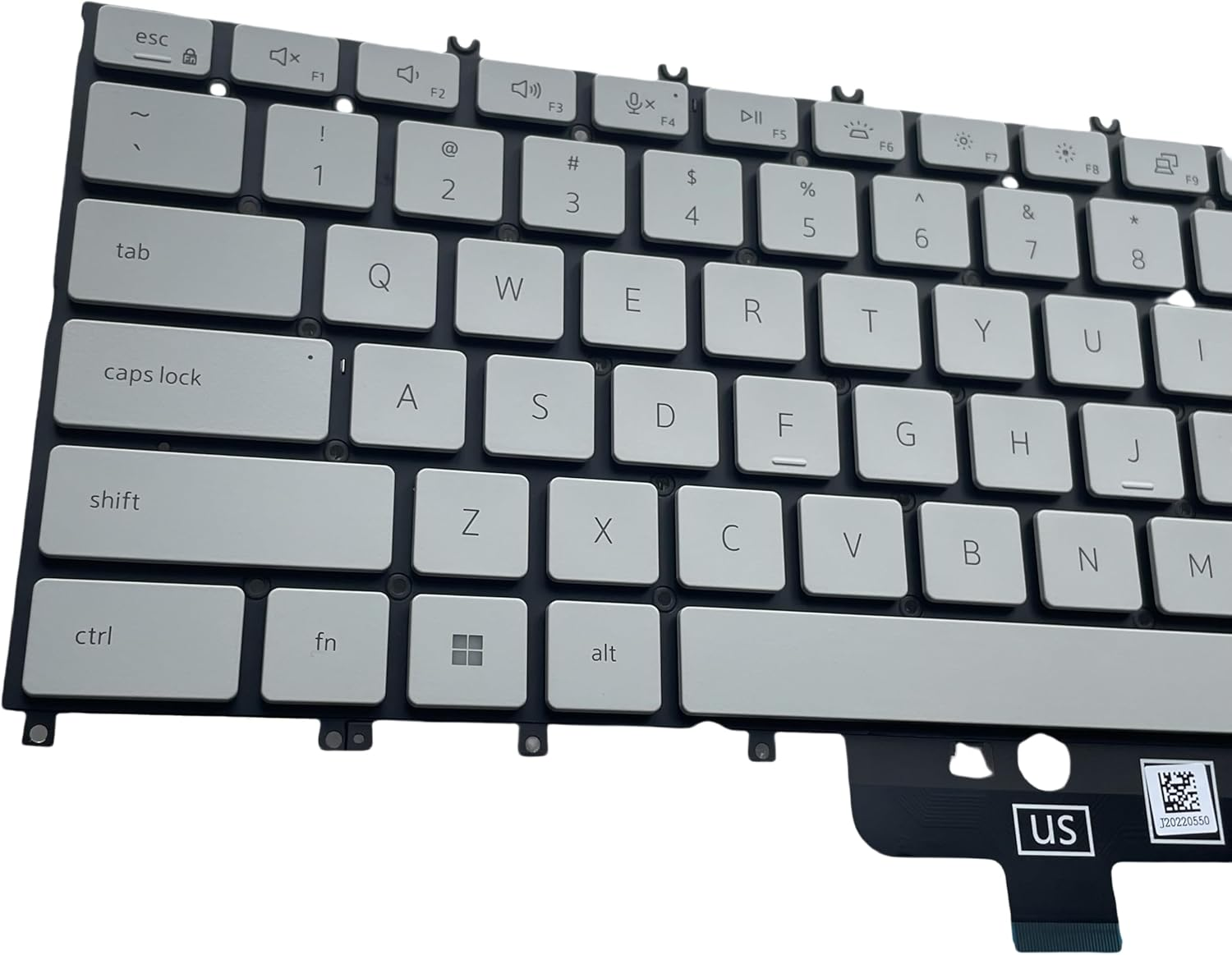 New Keyboard for Dell XPS 13-9315 (Not for XPS 13-9315 2 in 1) Laptop 0PTT23 PK133Q73C00 DLM21K1 US Layout, Gray White, with Backlight and Screwdriver image number 1