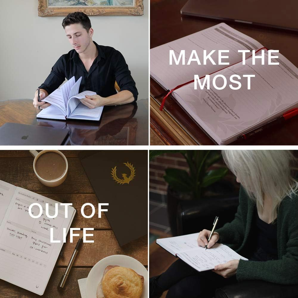 The Phoenix Journal - Best Daily Goal Planner, Organizer, Calendar for Goal Setting, Gratitude, Happiness, Productivity - Vision Board & Habit Tracking - 12 Weeks, Undated, Hardcover - Black image number 2