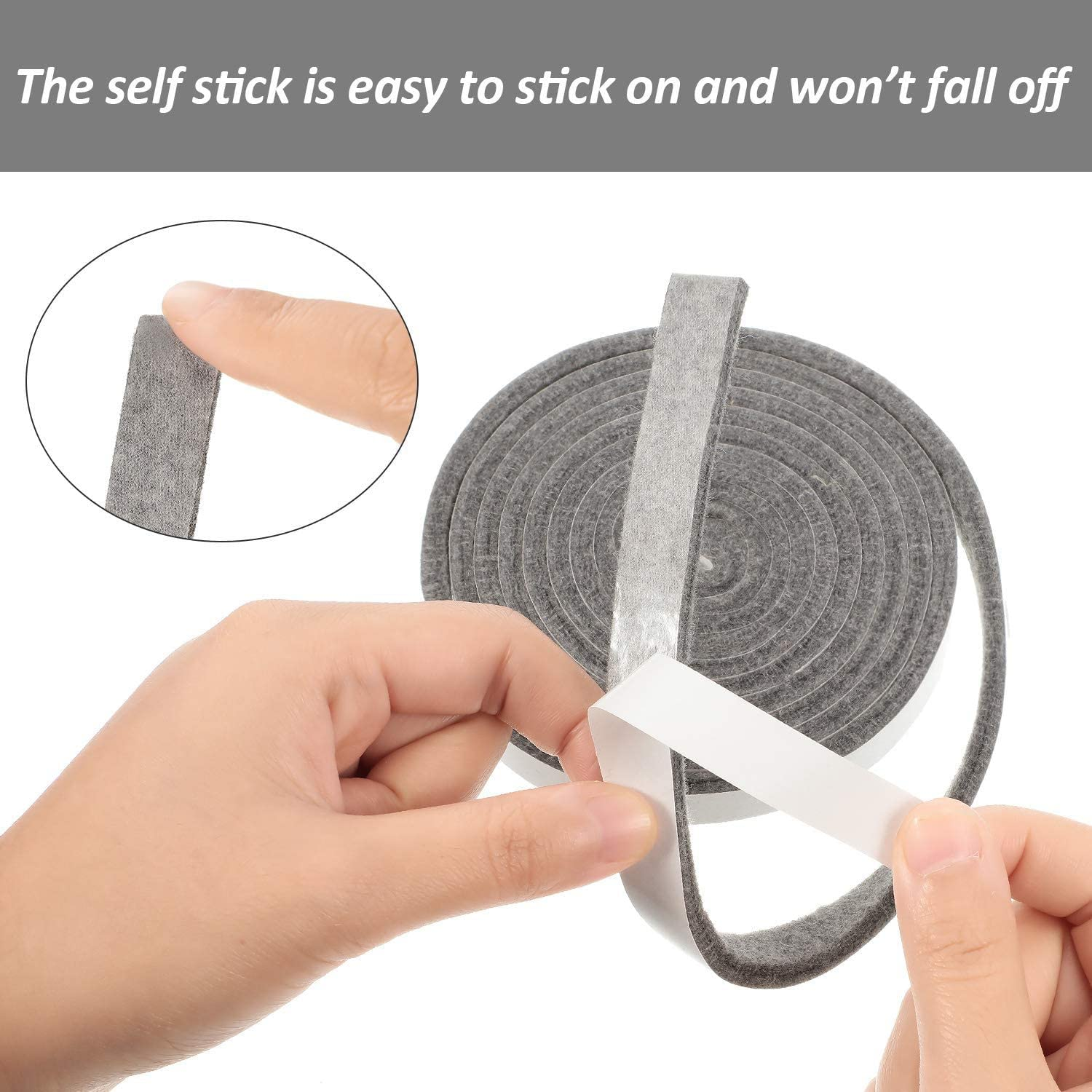 Smoker Gasket Seals,High Temp Grill Gasket Replacement,Self Stick Grey Fire Smoker Seal, BBQ Gasket Tape Self Stick Felt 14Ft Long, 7/8" Wide, 1/8" Thick image number 2