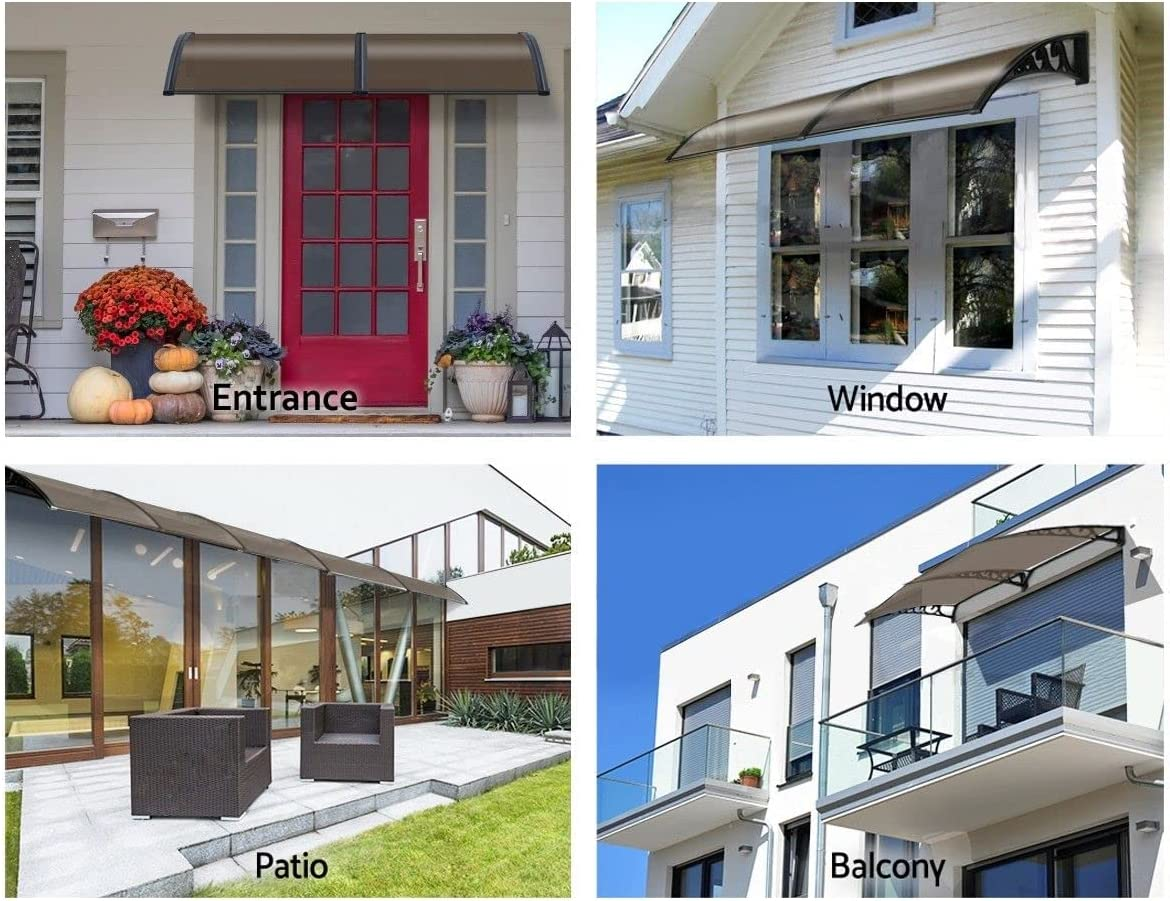 New 2M DIY Window Door Awning House Canopy Patio UV Rain Cover Sun Shade - Brown