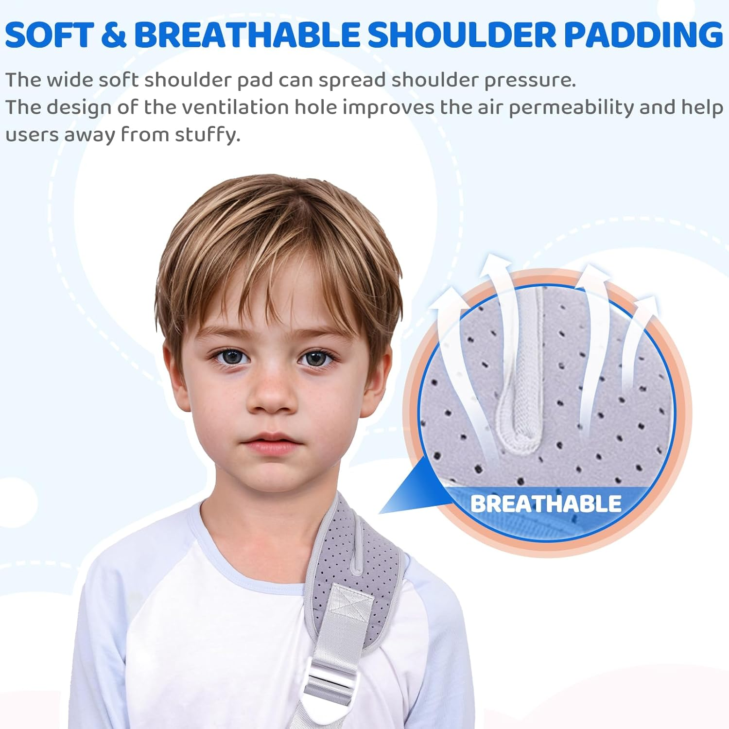 Arm Sling for Kids, Arm Brace with Support Plate, Arm Support Sling Shoulder Immobilizer for Children Shoulder Injury, Suit for Left and Right Arms, Boy and Girl(Blue,Xs) image number 4