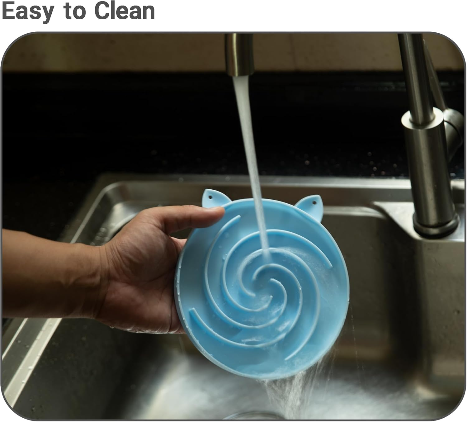 Bifeaw Slow Feeder Cat Bowl, Easy to Clean Silicone Bowl, Ideal for Dry and Wet Food (Green and Blue) image number 4