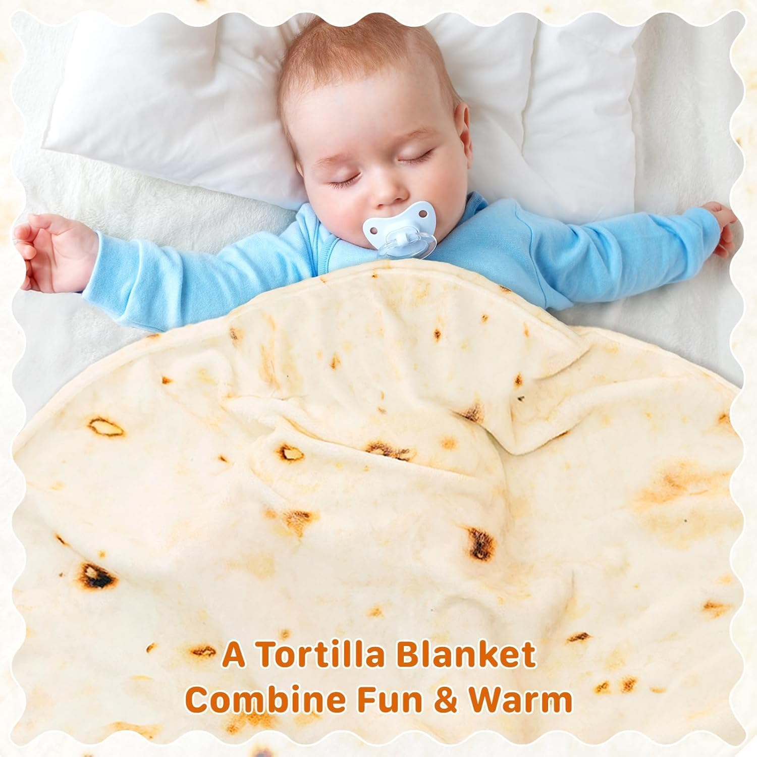 Taco Baby Blanket 285 GSM Flannel - Soft Swaddle Wrap for Newborn & Toddler 0-12 Months, Unisex Shower with Burrito Design, Wearable Snuggle Blanket Tortilla Blanket (36 Inch) image number 6