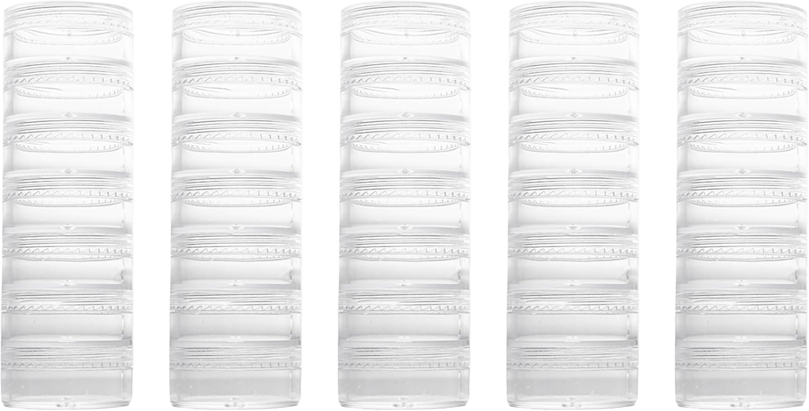 FOTOEVFC Stackable round Plastic Bead Storage Jars, 5 Set, 7 Layer, Clear, PP Material, Round, Storage Containers image number 1