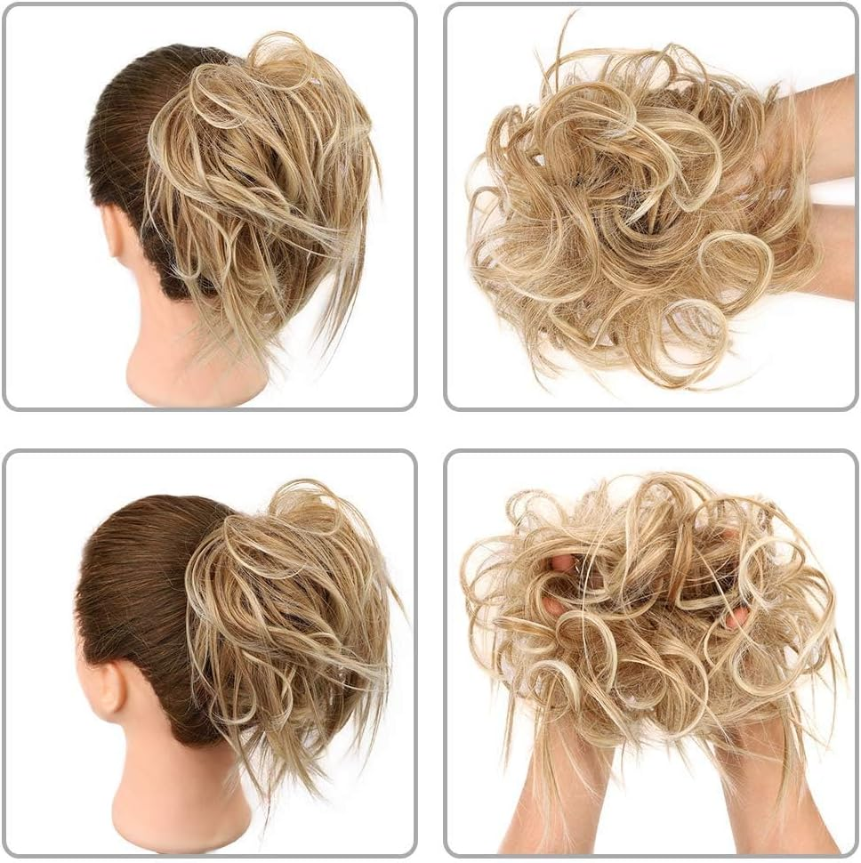XILIYAI Tousled Updo Messy Bun Hairpiece Hair Extension Ponytail with Elastic Rubber Band Updo Ponytail Hairpiece Synthetic Hair Extensions Scrunchies Ponytail Hairpieces for Women(27T613#)