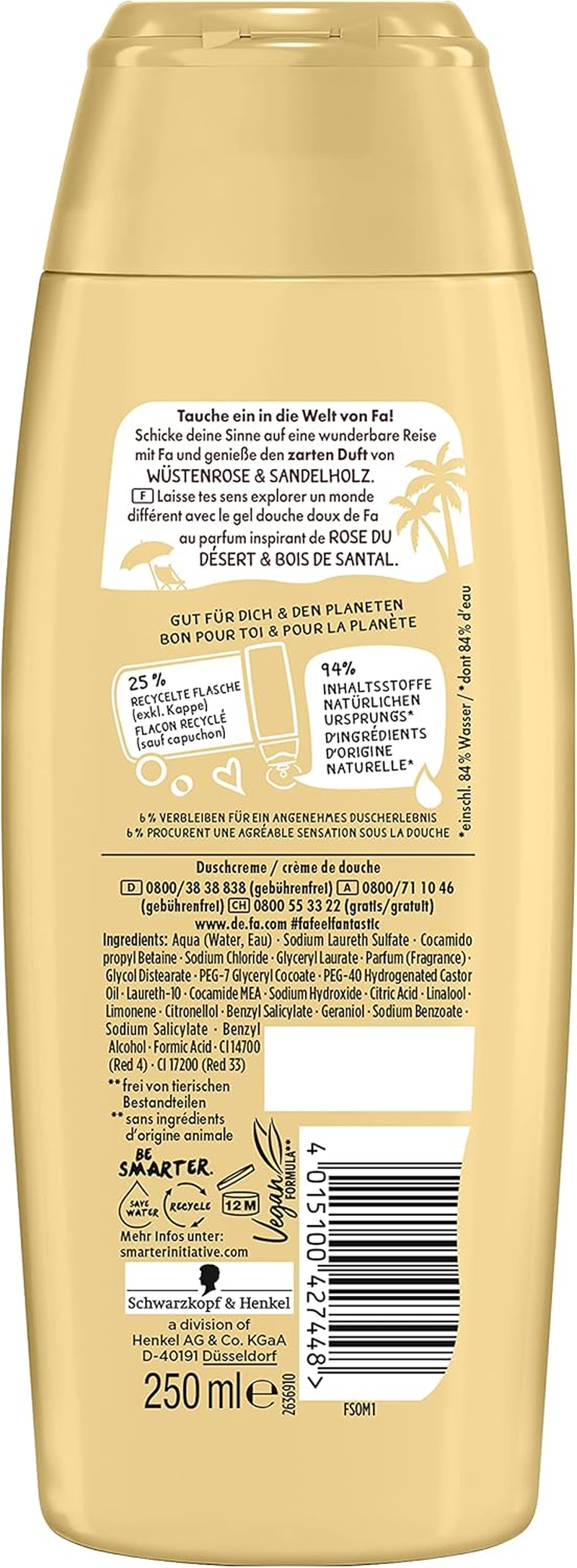 Fa Oriental Moments Nourishing Shower Gel with the Delicate Fragrance of Desert Rose & Sandalwood Pack of 3 (3 X 250 Ml) image number 4