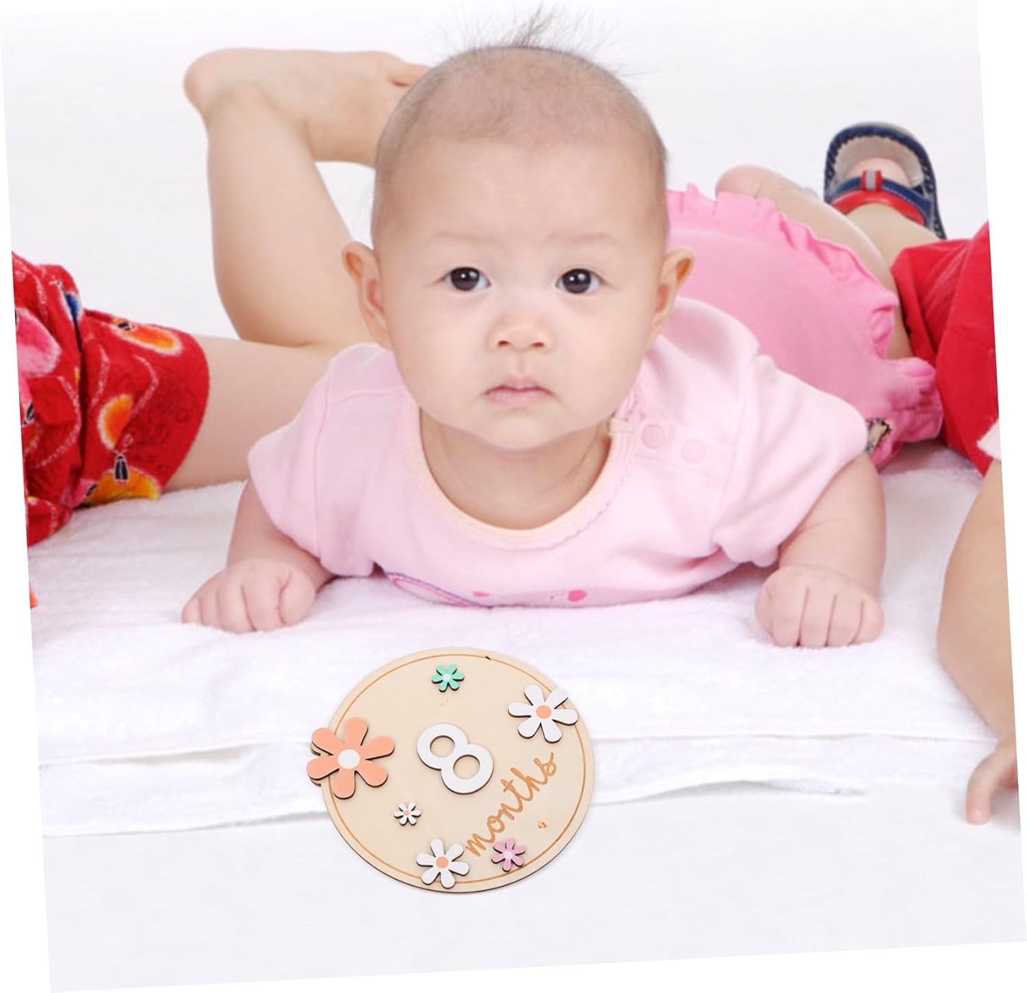 Healifty Baby Monthly Milestone Cards Double-Sided Flower Pattern Wooden Milestone Signs 1 Set for Newborn Photo Props Nursery Decor Growth Announcement Sign image number 3