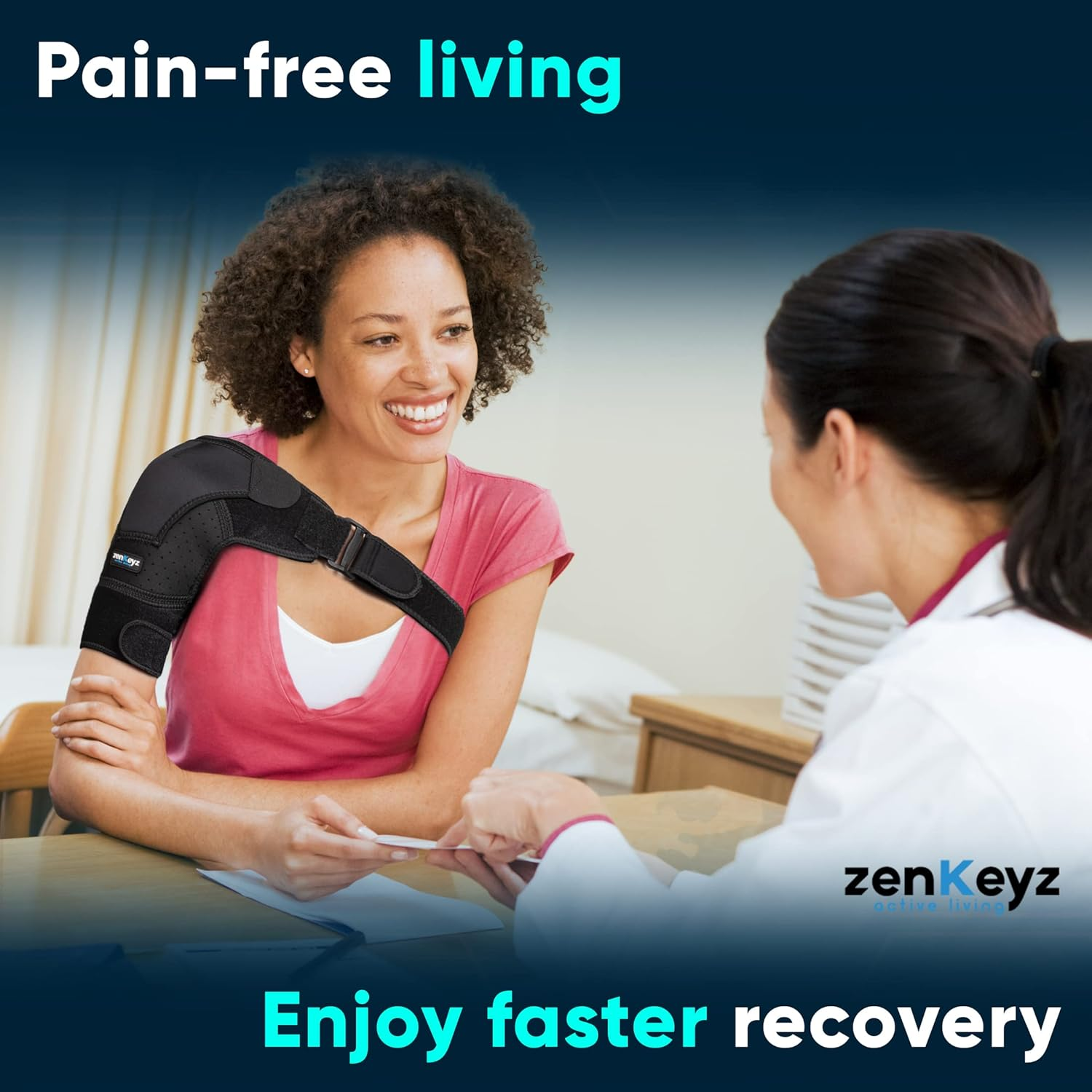 Shoulder Brace for Men and Women+ Bonus &ndash; for Torn Rotator Cuff Support,Tendonitis, Dislocation, Bursitis, Neoprene Shoulder Compression Sleeve Wrap by Zenkeyz image number 5