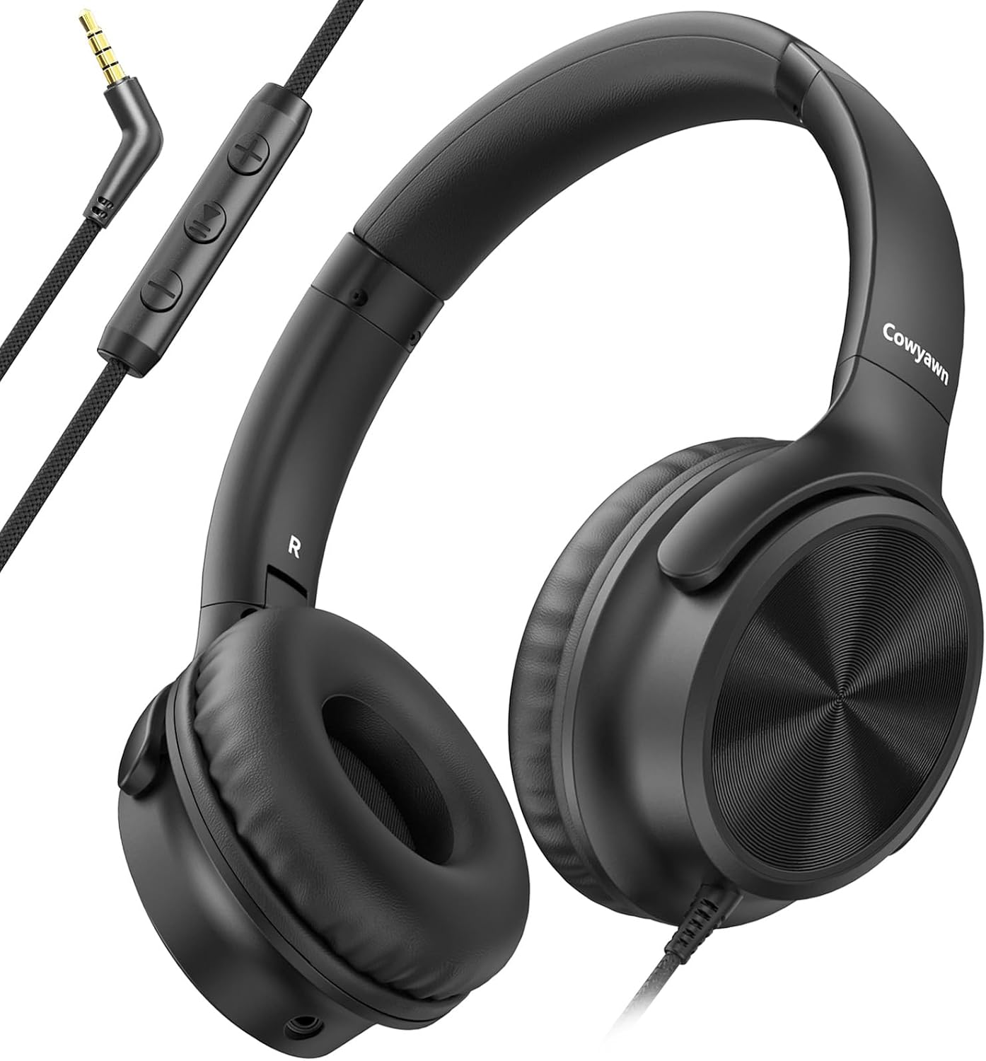 Cowyawn over Ear Headphones Wired, Foldable 3.5Mm Wired Headphones with Microphone, Volume Control, HD Stereo Sound, Lightweight Headphones for Adult/Teens/Chromebooks/Laptop/Computer/Tablets, Rose