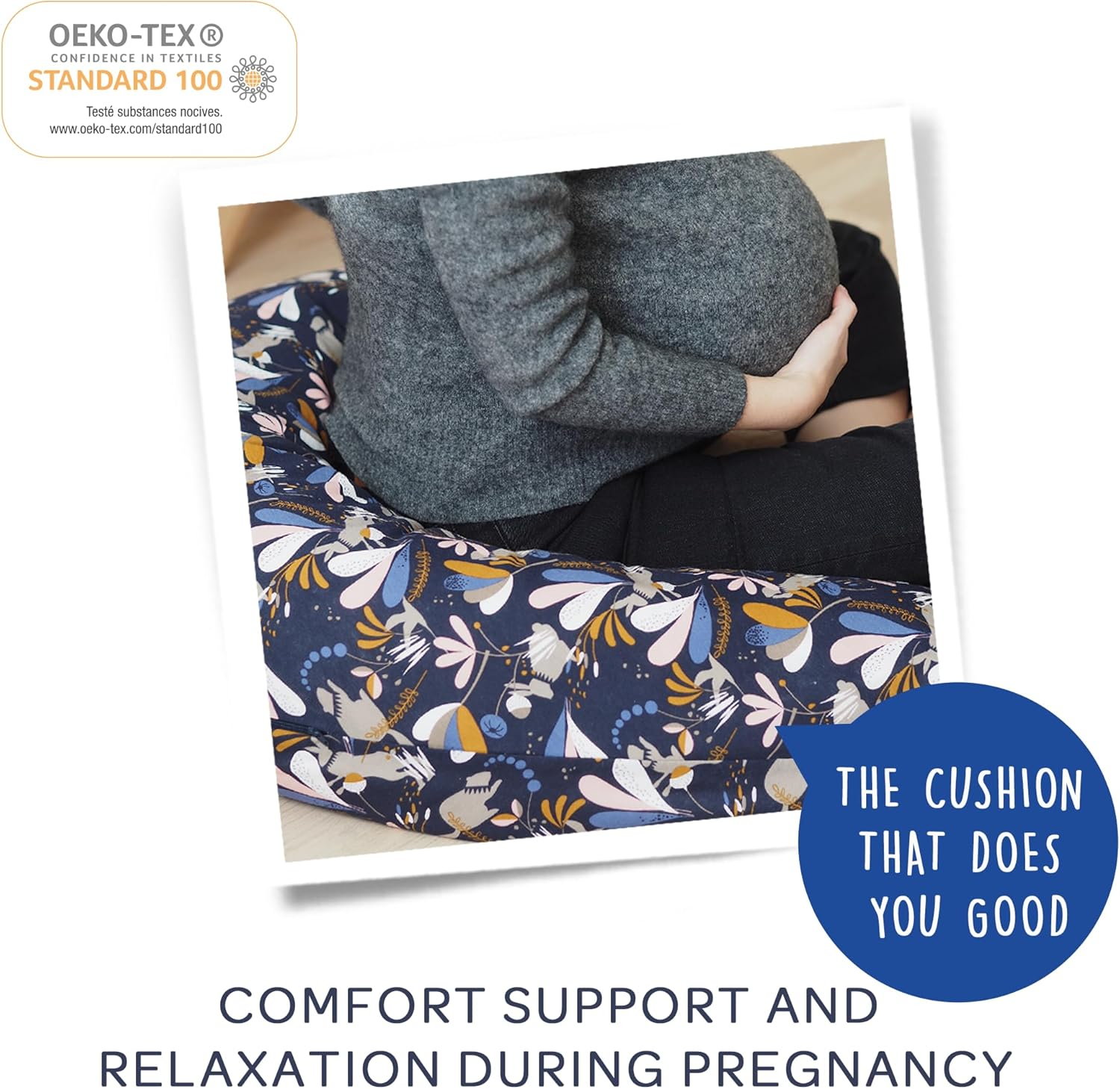 Beaba Big Flopsy Maternity and Nursing Pillow, Print Linen Natural image number 4