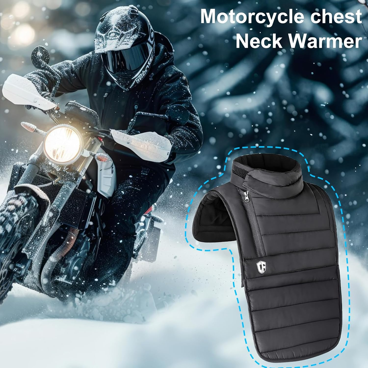 B-Qtech Motorcycle Neck Warmer,Windproof Soft Thick Neck Gaiter,Waterproof Warm Chest Protector for Cycling Motorcycle Running Hiking Skiing image number 1