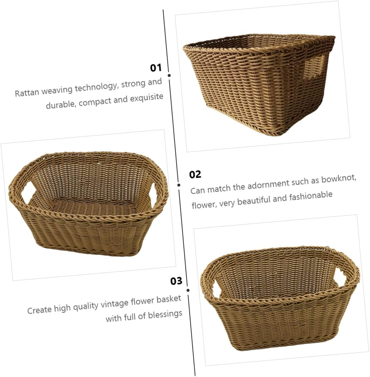 JECOMPRIS Rattan Wicker Laundry Basket 40 X 30 X 20 Storage Hamper Handle Multipurpose Decorative Basket for Clothes Bedroom image number 1