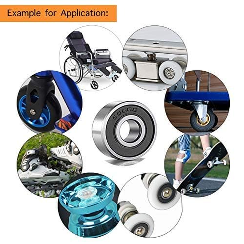 20-Pack 608-2RS Ball Bearing - 608 2RS Double Rubber Sealed Miniature Deep Groove Ball Bearins for Skateboards, Inline Skates, Scooters (8Mm X 22Mm X 7Mm) image number 3