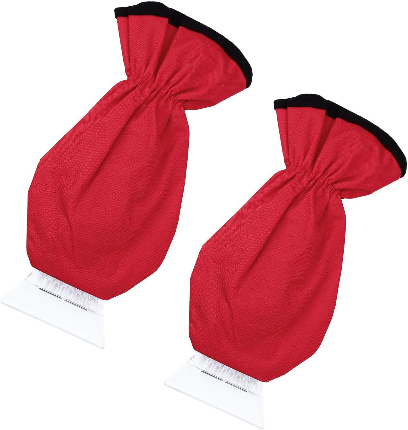 Ice Scraper with Gloves Thick Wool Gloves and Plastic Windshield Ice Scraper Quickly Remove Snow Frost for Car Truck SUV Waterproof Snow Removal Gloves Vehicle Ice Removal Tool (Red)