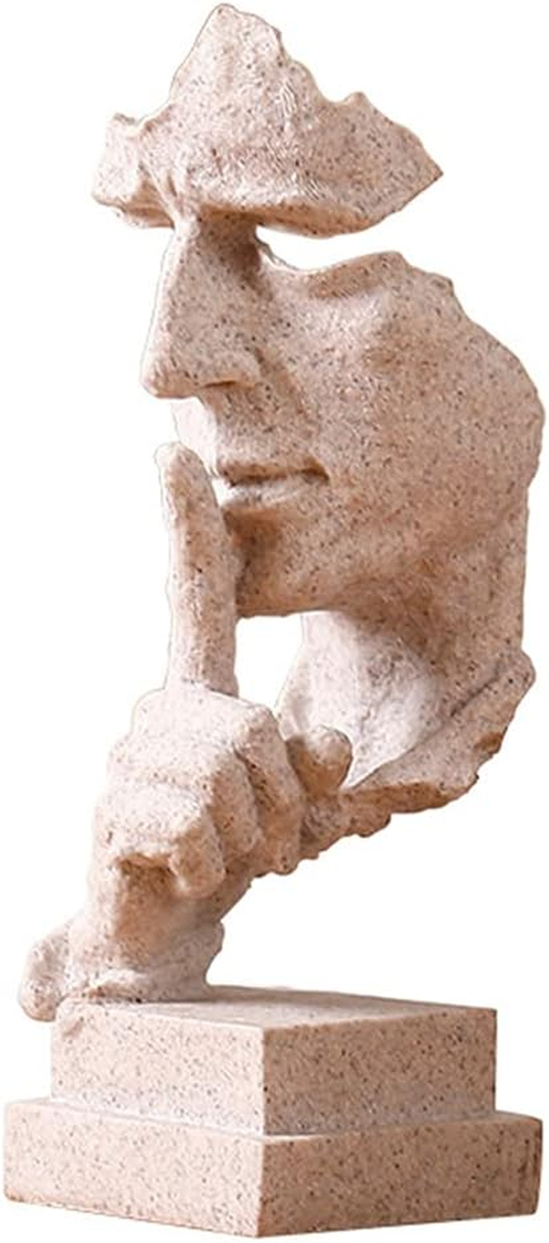 Silence Is Gold Thinker Statue - 13.5 Inches Modern Abstract Sculpture Art, Minimalist Desk Decor for Office & Home, Creative Study/Bedroom Modern Abstract Sculpture Art for Desk Decor